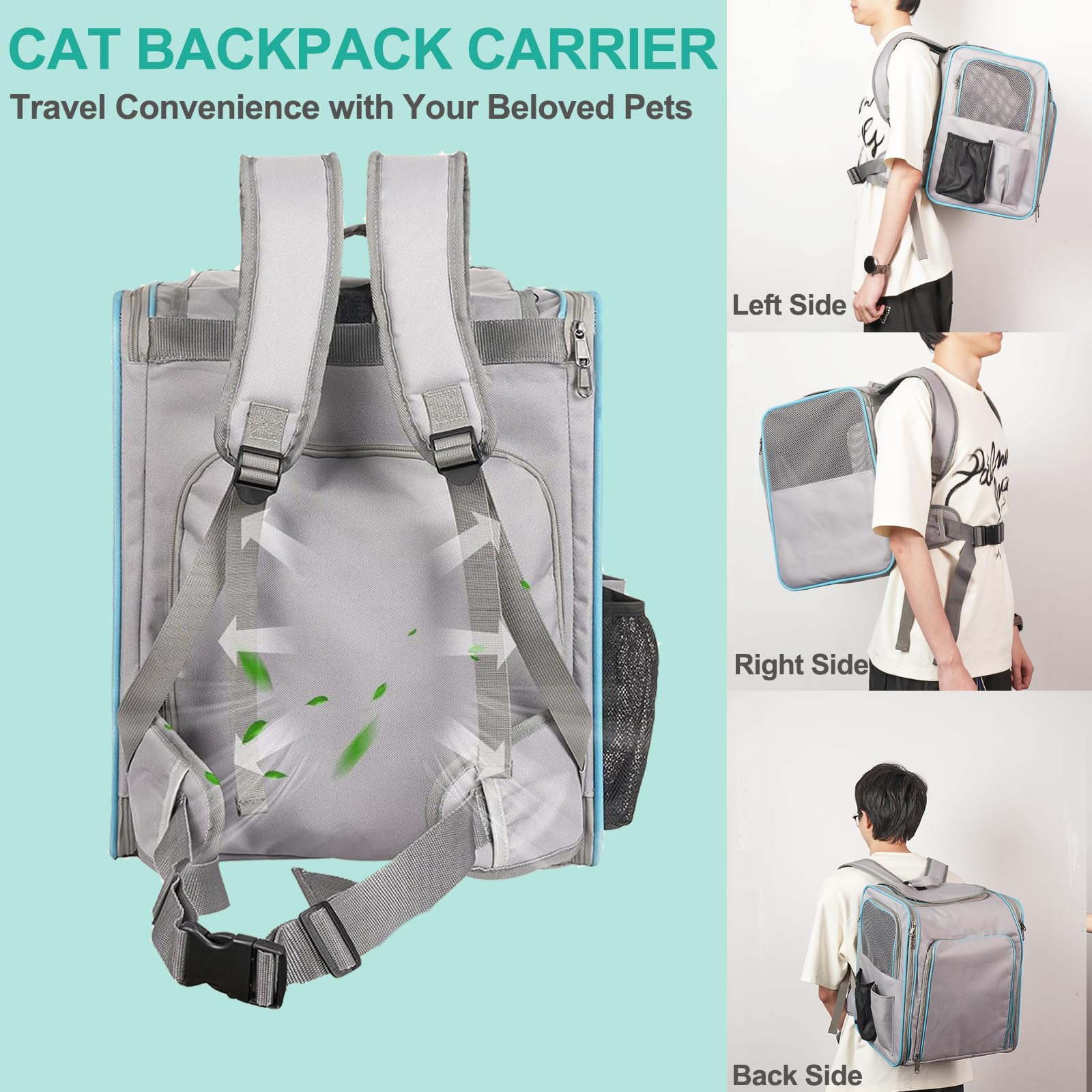 **Expandable Dog & Cat Backpack Carrier with Litter Box - Breathable Mesh Pet Travel Backpack for Hiking, Camping & Air Travel (Holds Pets Up to 25 lbs) - Perfect for Outdoor Adventures & Daily Commutes**
