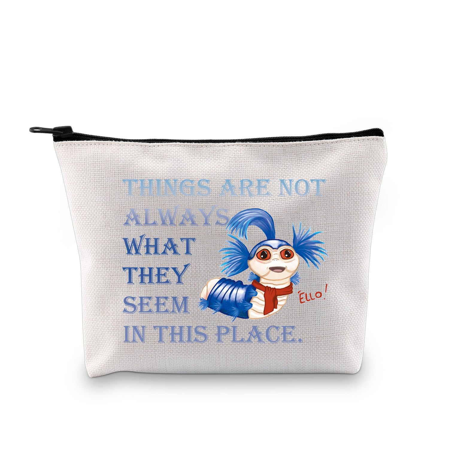 BDPWSS Goblin King Merchandise - The Worm Quote 'Things Are Not Always What They Seem' Makeup Bag - Perfect Gift for Fantasy Lovers & Friends - Great for Travel, Cosmetics Storage & Themed Parties