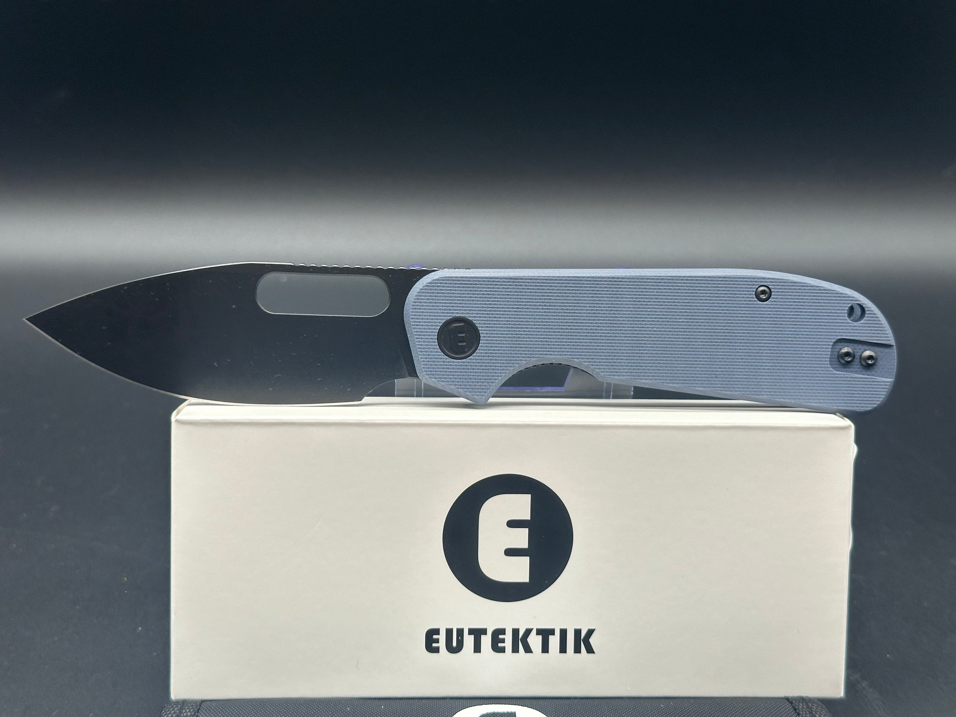 Eutektik EFD Blue Denim BlackWashed Folding Knife with LTK Koozie, Patch & Sticker - Perfect for Camping, Hiking and Outdoor Adventures