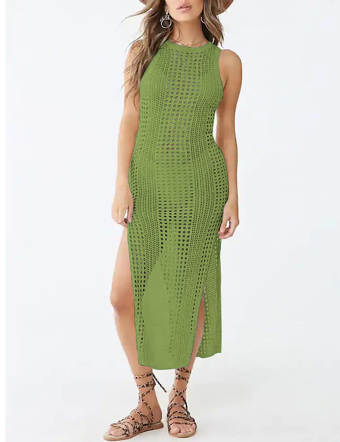 AILUNSNIKA Women's Crochet Cover Up Dress - Hollow Out Swimsuit Cover Up, Long Beach Dress for Summer, Perfect for Poolside, Beach Vacation & Boho Fashion