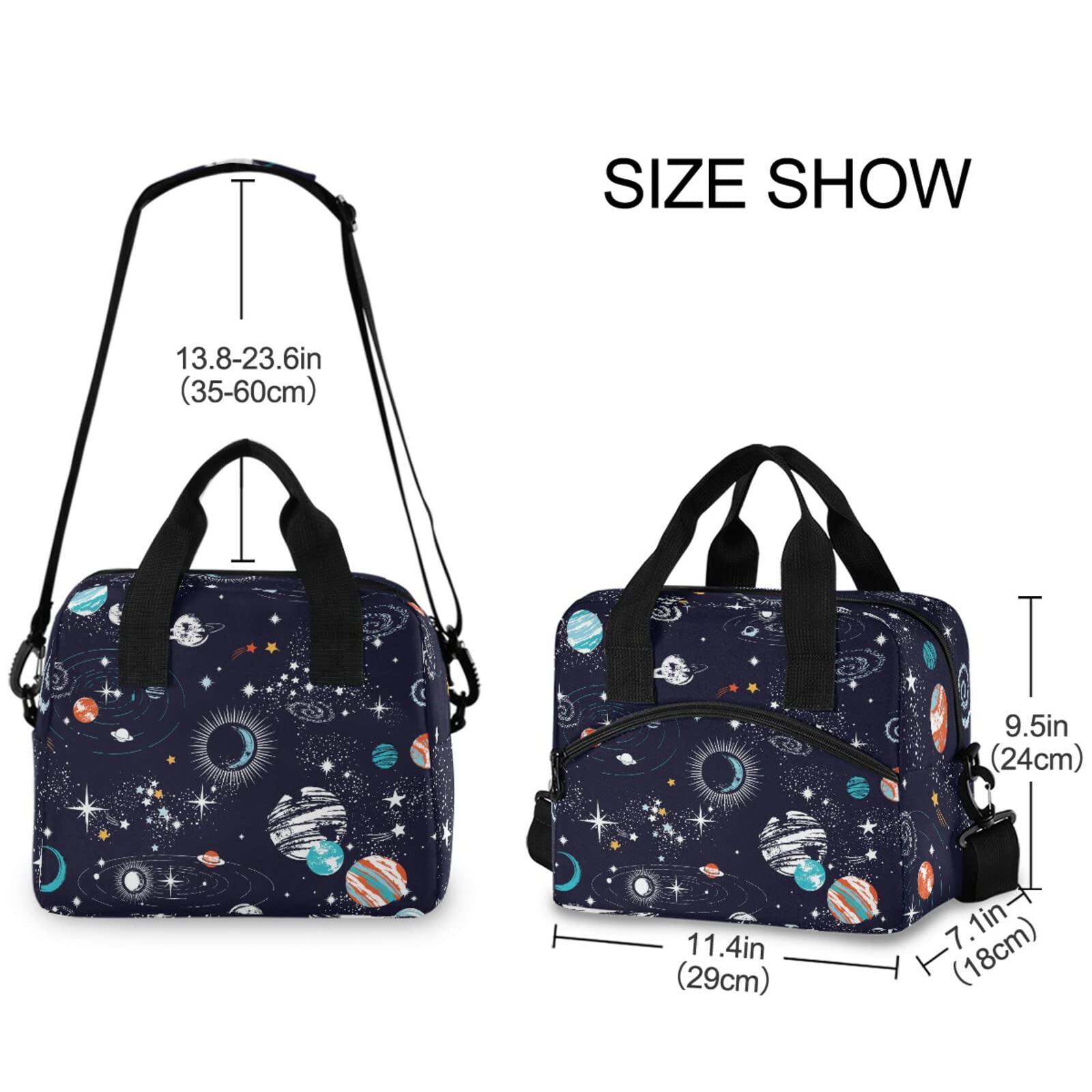 CBBYY Insulated Lunch Bag for Women & Men - Reusable Space Universe Lunch Box with Adjustable Shoulder Straps - Perfect for Work, School, Picnics & Outdoor Activities