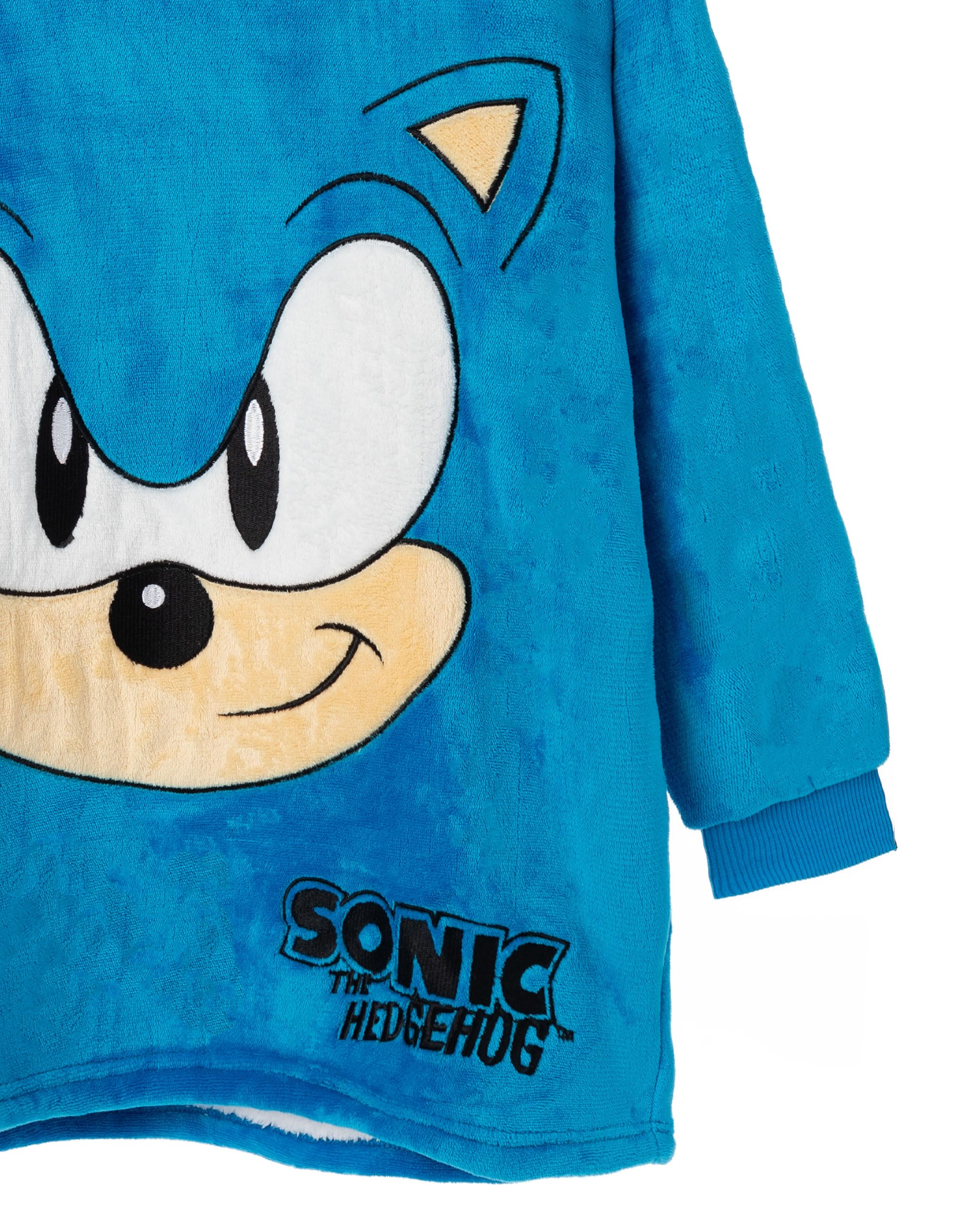 Sonic the Hedgehog Boys Wearable Blanket Hoodie - Kids Oversized Fleece Gaming Hoodie | One Size Loungewear Sweatshirt | Sleepwear & Gift for Children | Perfect for Gaming, Lounging & Sleepovers