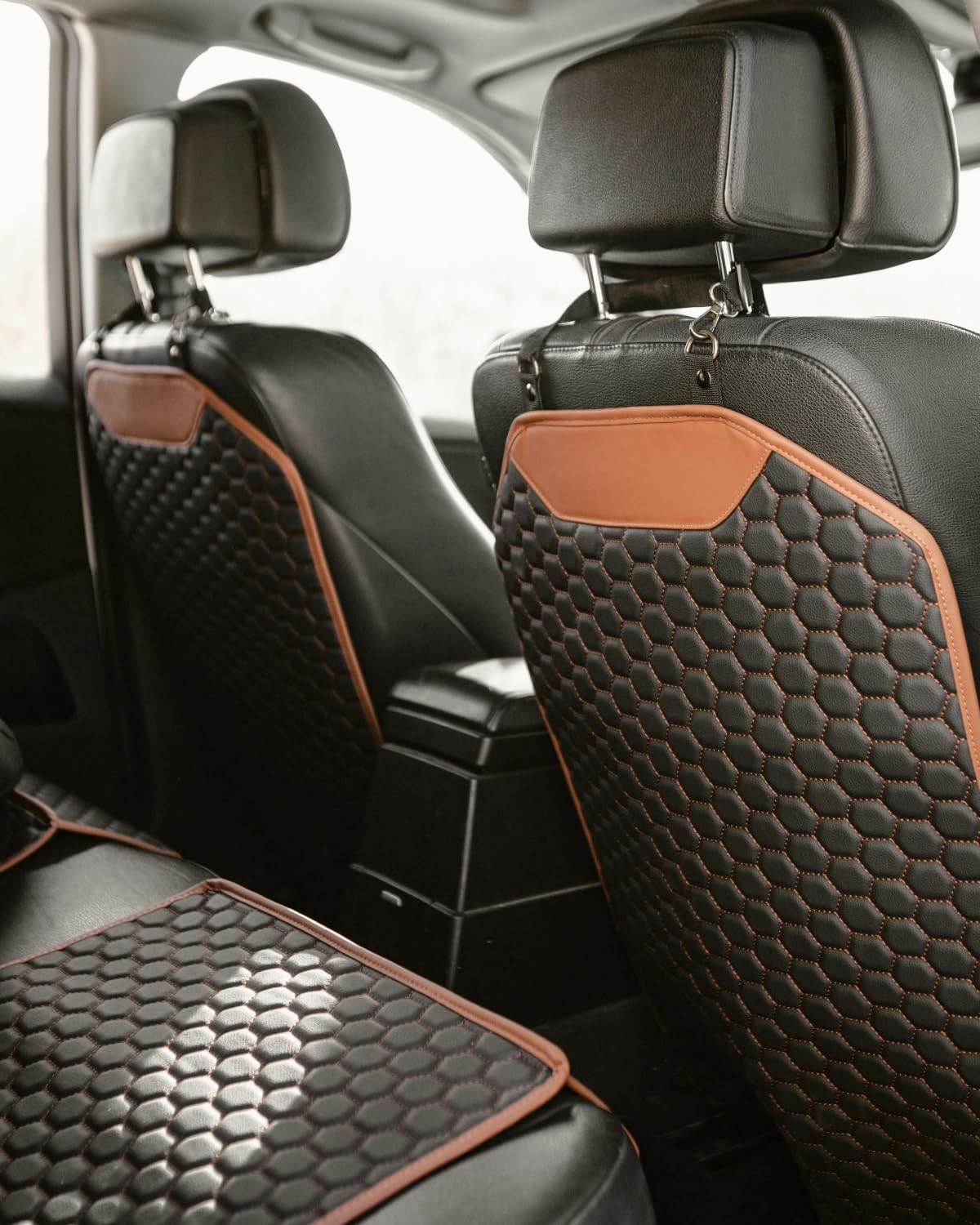 Premium Leather Car Seat Protector for Back Seat - Waterproof & Non-Slip Back Seat Cover for Kids - Car Kick Mat Protects from Scratches & Dirt - Universal Fit for Most Vehicles - Perfect for Family Road Trips & Daily Commutes