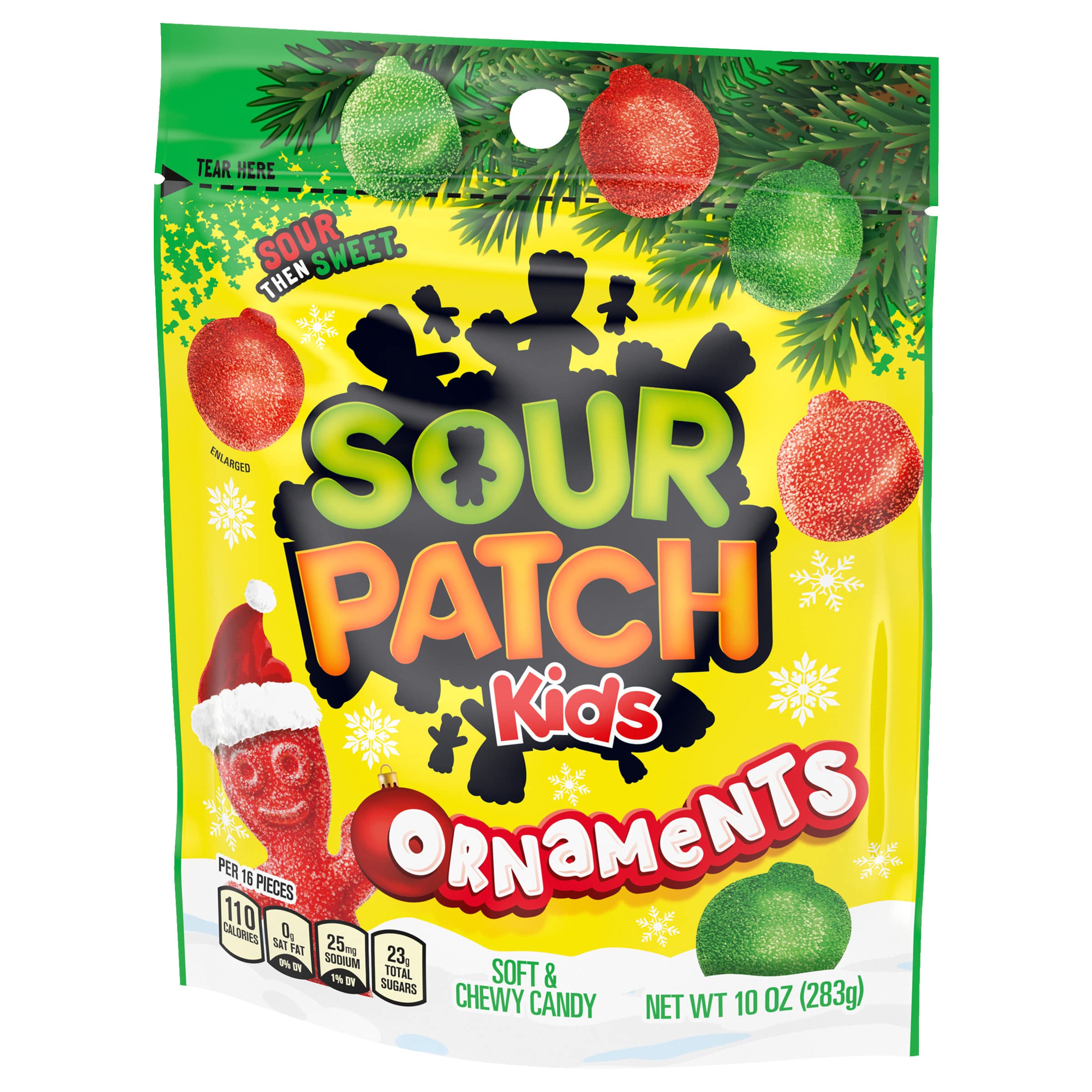 Sour Patch Kids Holiday Candy - Soft & Chewy Sour & Sweet Gummy Treats, 10 oz Bag - Perfect for Christmas Stocking Stuffers, Party Favors & Office Snacks