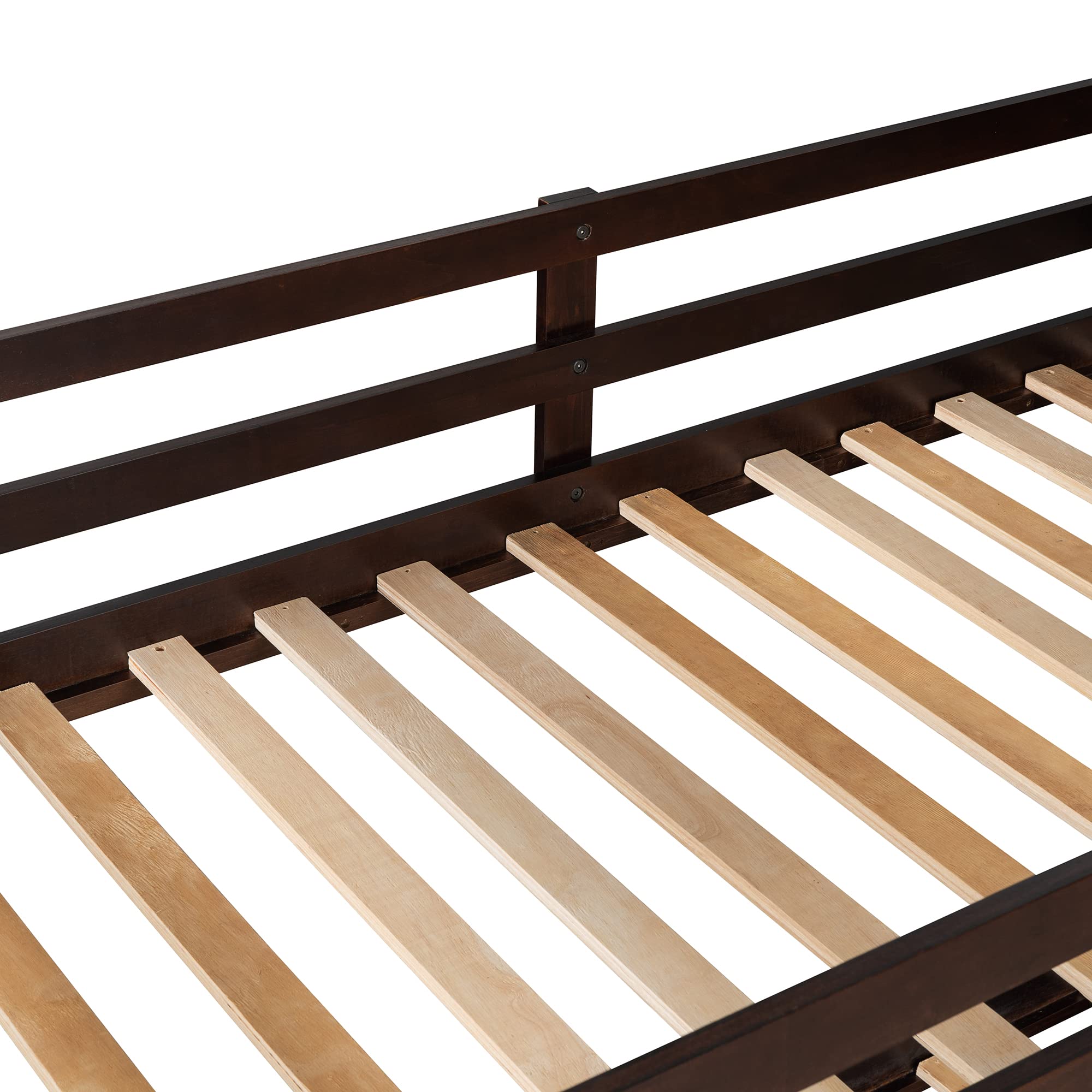 Twin Bunk Bed with Trundle & Storage Stairs - Solid Wood Frame for Kids' Bedroom