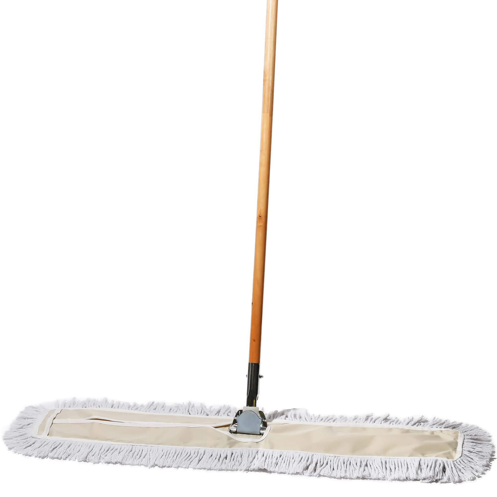 36-Inch Commercial Dust Mop & Floor Sweeper - Reusable Cotton Mop Head with Wooden Handle for Hardwood Floors Cleaning | Industrial Dry Mop for Janitorial Supplies & Office/Home Floor Maintenance