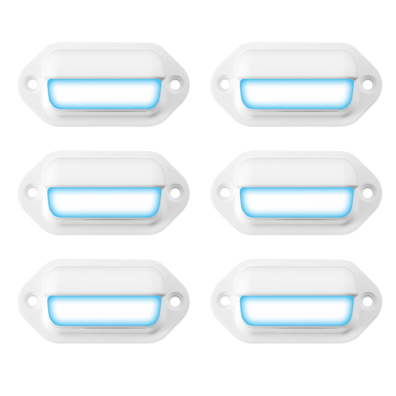 Waterproof LED Marine Courtesy Lights - 12V Boat Deck Lights, RV Step Lights (2.6 Inch, Blue, Pack of 6) for Safe Night Navigation & Outdoor Lighting
