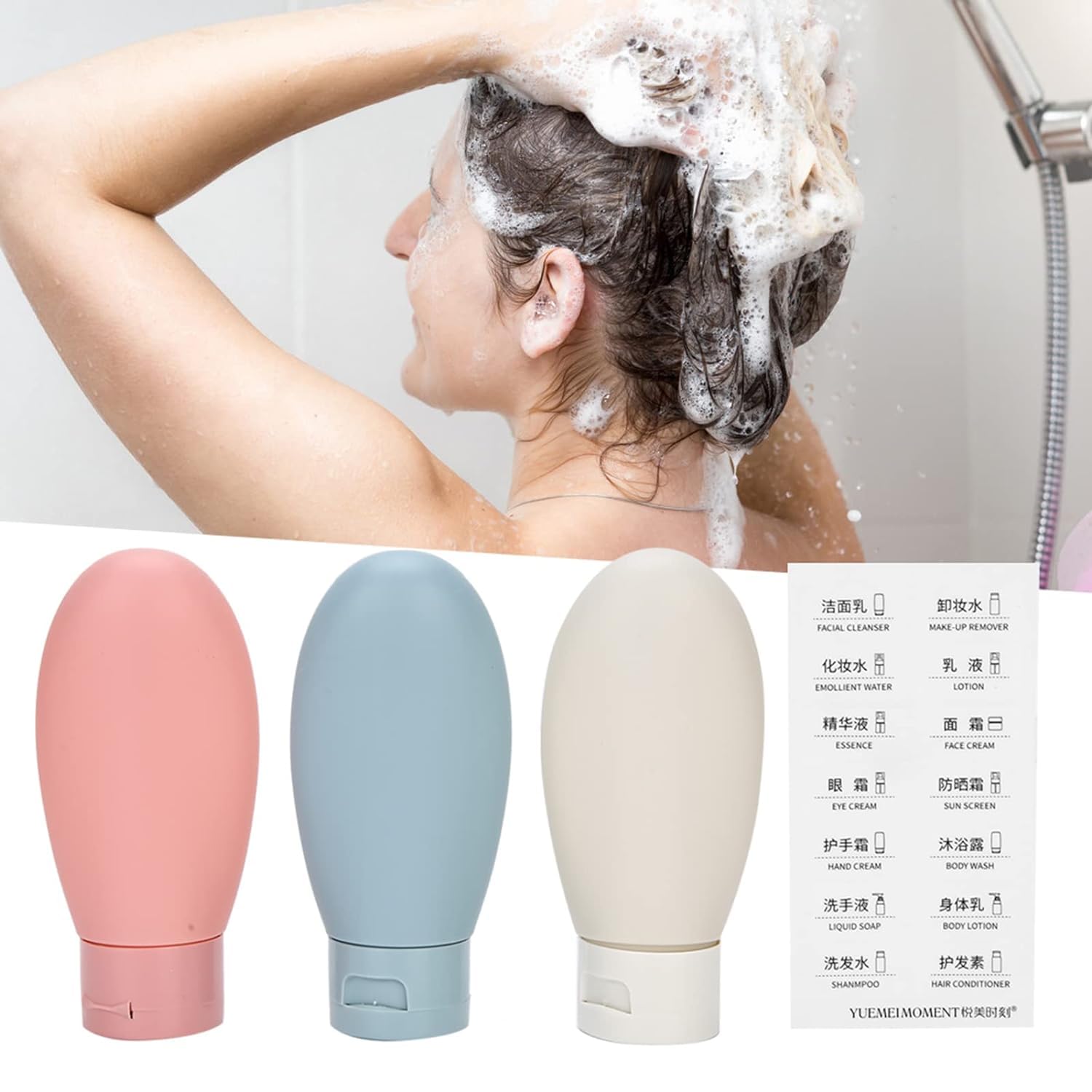 COLBEX 3-Piece Travel Bottle Set (60ML) - Leak-Proof Silicone Squeeze Bottles for Shampoo, Conditioner & Lotion | TSA Approved Toiletry Containers with Storage Bag | Perfect for Air Travel, Gym & Vacation Essentials
