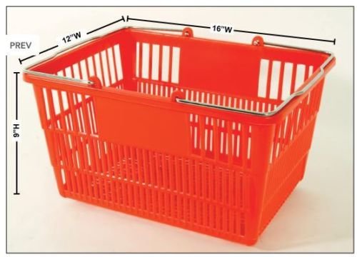 Durable Red Plastic Shopping Baskets - 16 x 12.5 x 9 Inches (Set of 12) - Break-Resistant & Stackable for Retail Stores, Supermarkets, and Farmers Markets
