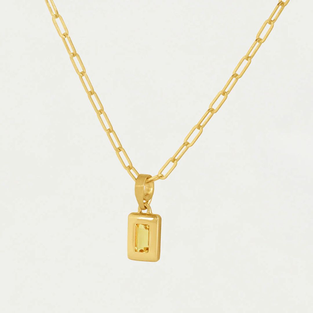 Dean Davidson Baguette Birthstone Pendant Necklace - Personalized Sterling Silver Jewelry for Women - Perfect Gift for Birthday, Anniversary & Mother's Day