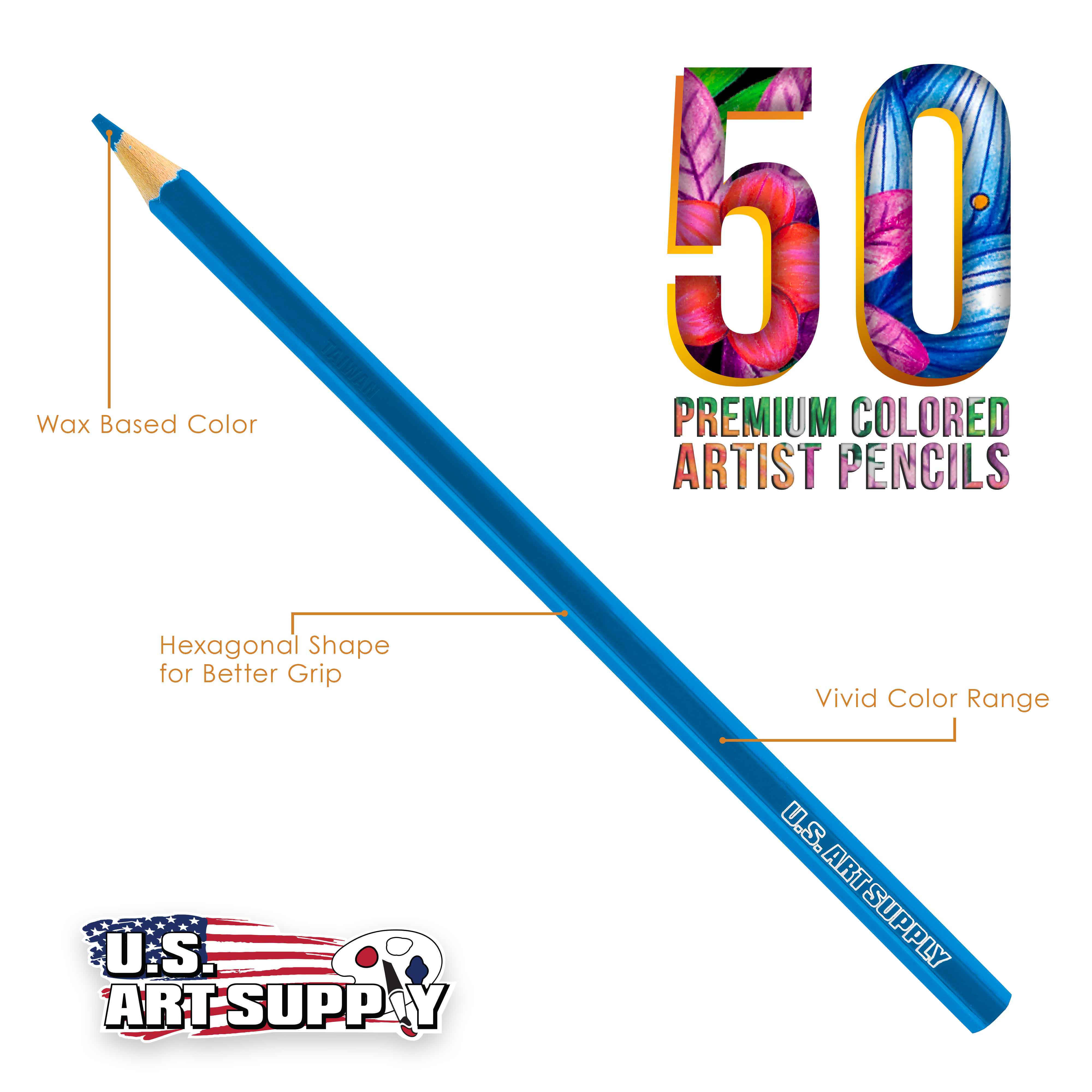 50-Piece Professional Artist Grade Colored Pencil Set with 4 Styles of Sketching Paper - Perfect for Adult Coloring Books, Sketching, Shading & Blending - Ideal for Students, Adults & Beginners - Great for Art Therapy, Relaxation & Creative Projects