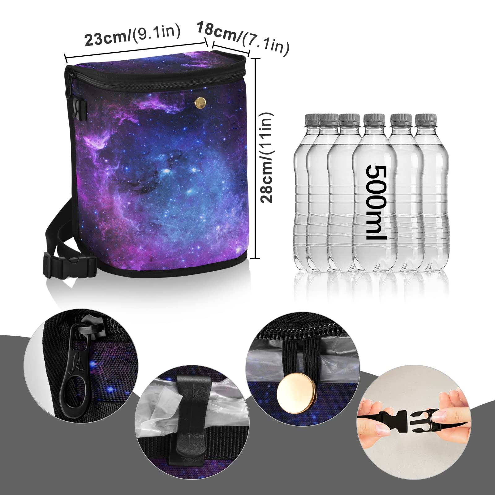 Senya Leak-Proof Car Trash Can - Hanging Car Garbage Bin with Galaxy Nebula Space Design, Interior Car Organizer Accessory for Sedans, SUVs & Road Trips