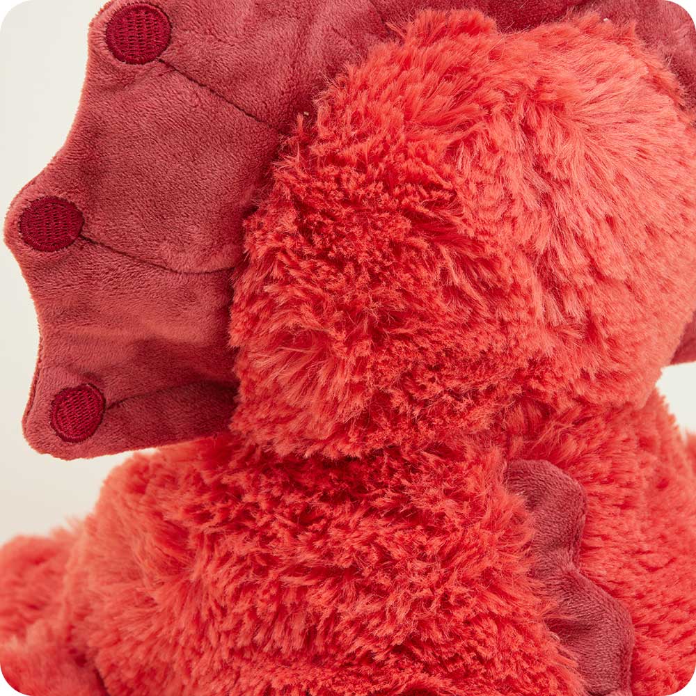 Red Triceratops Warmies - Microwaveable Dinosaur Plush Toy for Kids & Adults | Perfect for Stress Relief, Anxiety Comfort, and Warmth at Home or Office