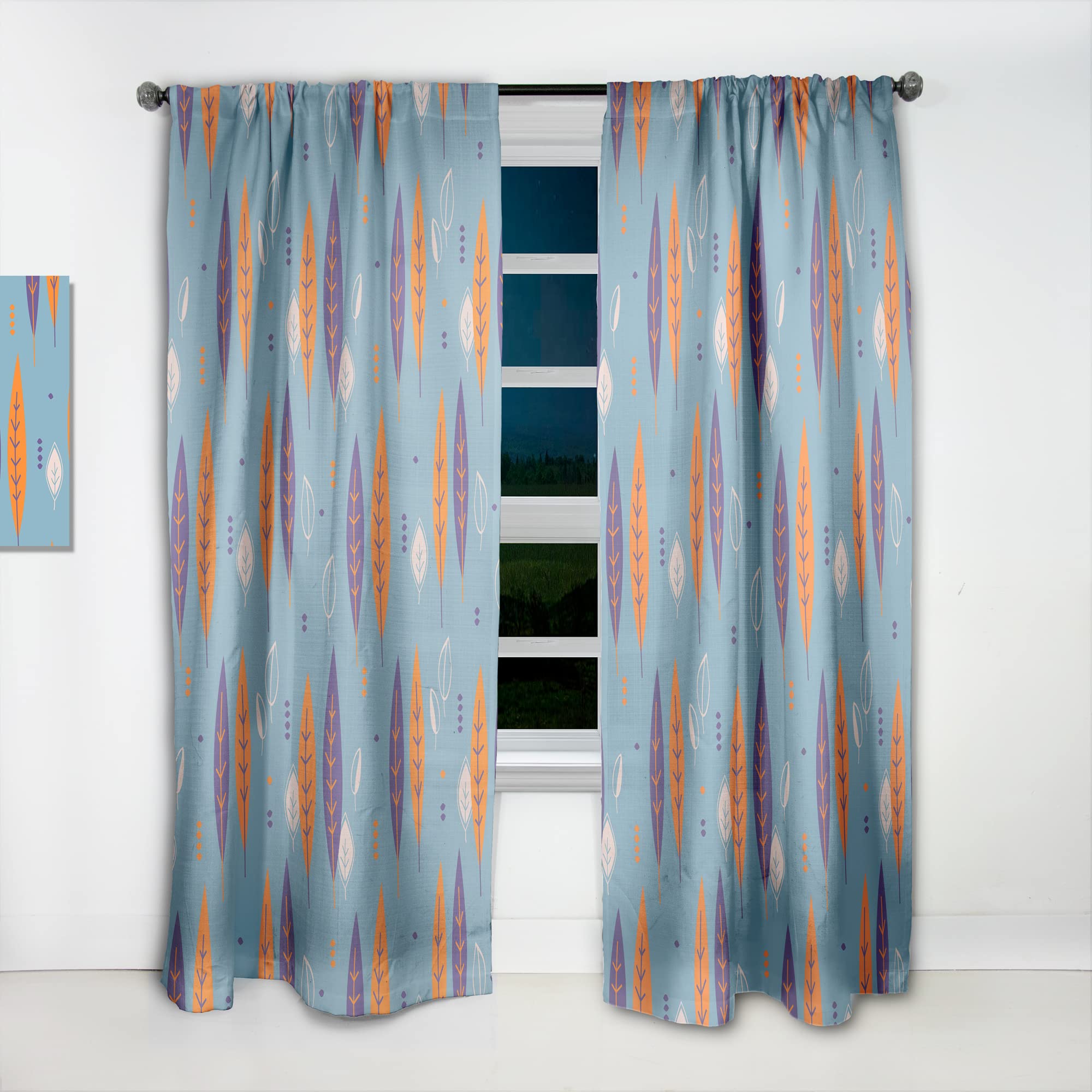 Floral Retro Botanical Pattern II Thermal Insulated Curtains - 52x95 Inch Single Panel for Bedroom & Living Room - Perfect for Home Decor, Privacy & Energy Efficiency