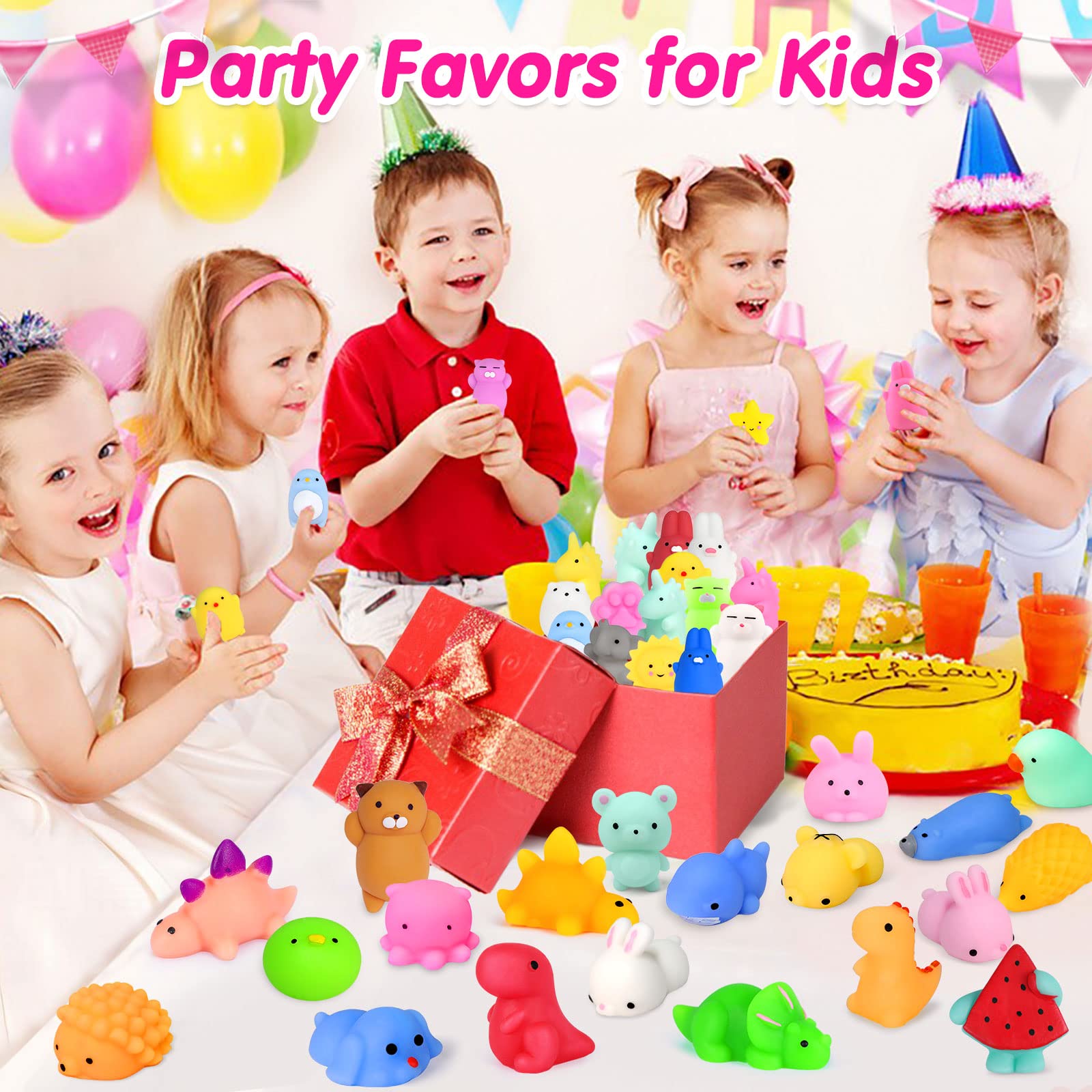 40pcs Mini Kawaii Mochi Squishy Toys - Fun Party Favors, Classroom Prizes, Fidget Toys for Kids - Perfect for Treasure Boxes, Goodie Bags, Christmas Stockings, Easter Egg Fillers, and Stress Relief Gifts