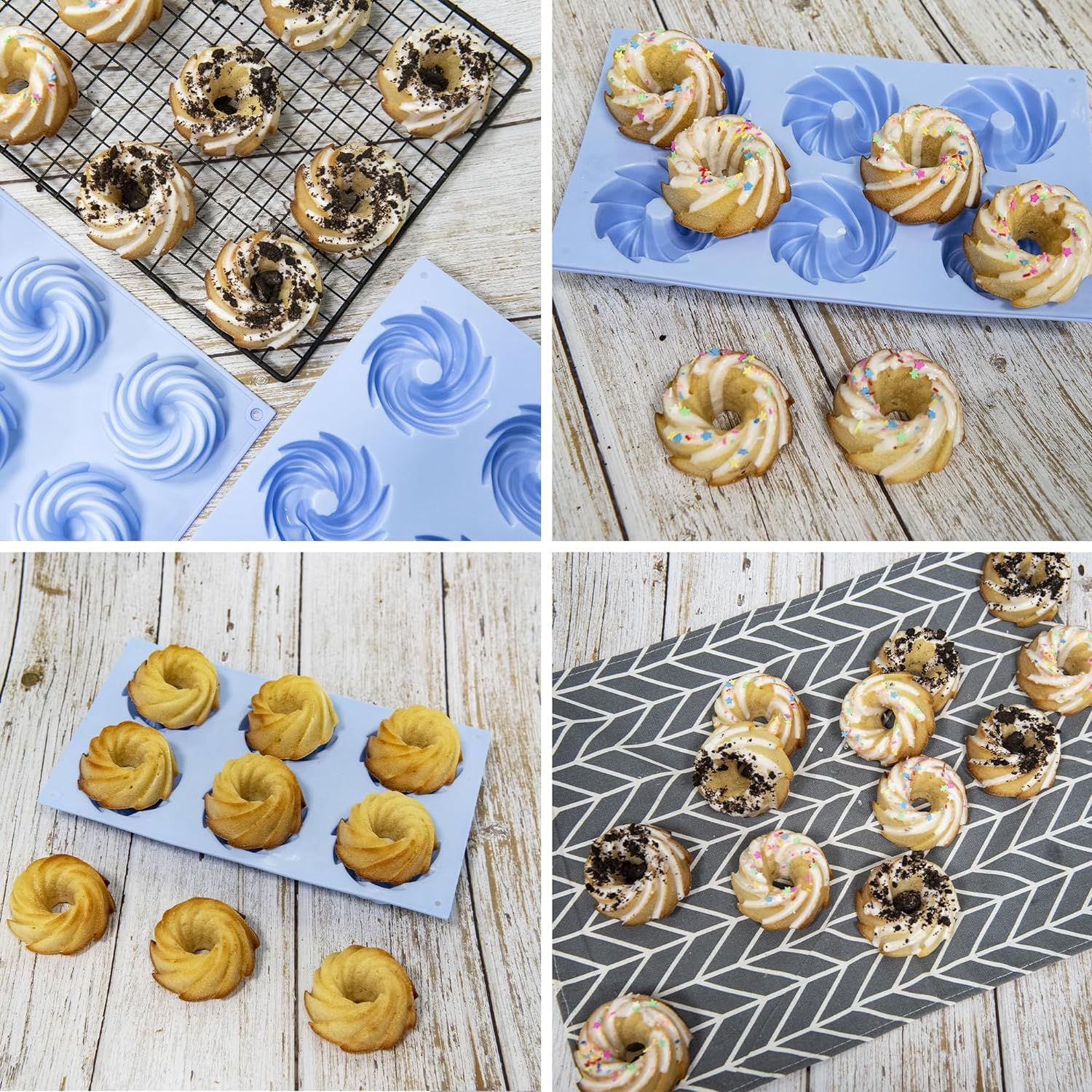 Skytail 6-Cavity Mini Bundt Silicone Mold - Nonstick Fluted Tube Cake Pan for Baking Chocolate Cake, Cupcakes, Donuts, Muffins & Brownies | Perfect for Birthday Parties, Holiday Desserts & Afternoon Tea Treats