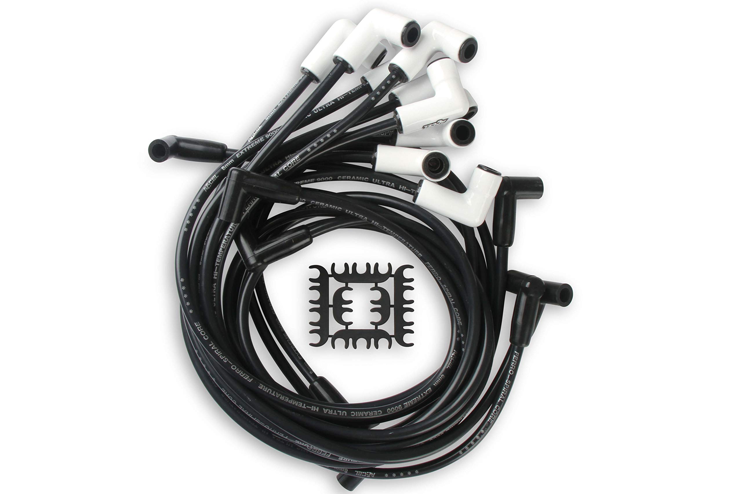 ACCEL 9018C Extreme 9000 Spark Plug Wire Set with Ceramic Boot - High Performance Ignition Wires for Racing, Hot Rods & Muscle Cars - Perfect for Street Performance & Track Use