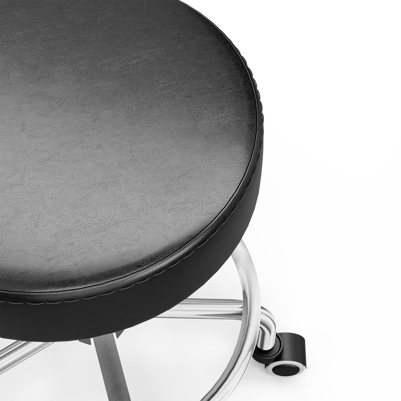 360° Swivel Rolling Stool Chair - Adjustable Height Salon & Office Chair with Wheels for Hair Styling, SPA, Medical, Drafting & Workstations - Black