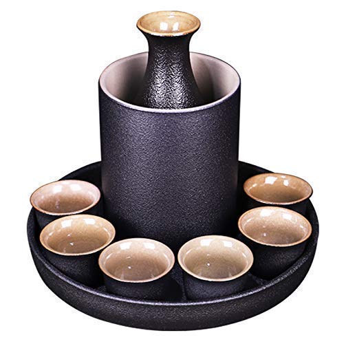 Premium 9-Piece Japanese Sake Set - Black Ceramic Sake Cups with Warmer for Home Entertaining | Traditional Sake Drinking Experience for Parties, Gifts & Japanese Cuisine Pairing