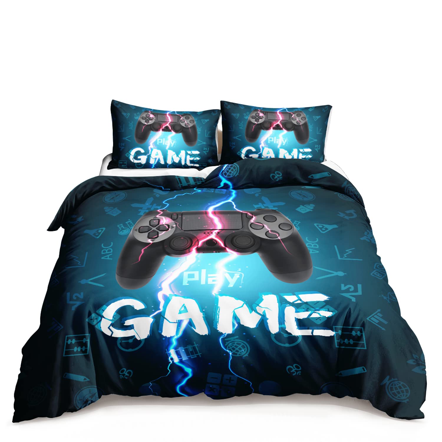 Premium HOSIMA Gaming Bedding Set - Full Size Game Controller Printed Sheets & Pillowcases for Boys - Perfect for Gamer Room Decor (Comforter Not Included) | Ideal for Gaming Themed Bedrooms, Teen Sleepovers & Esports Enthusiasts
