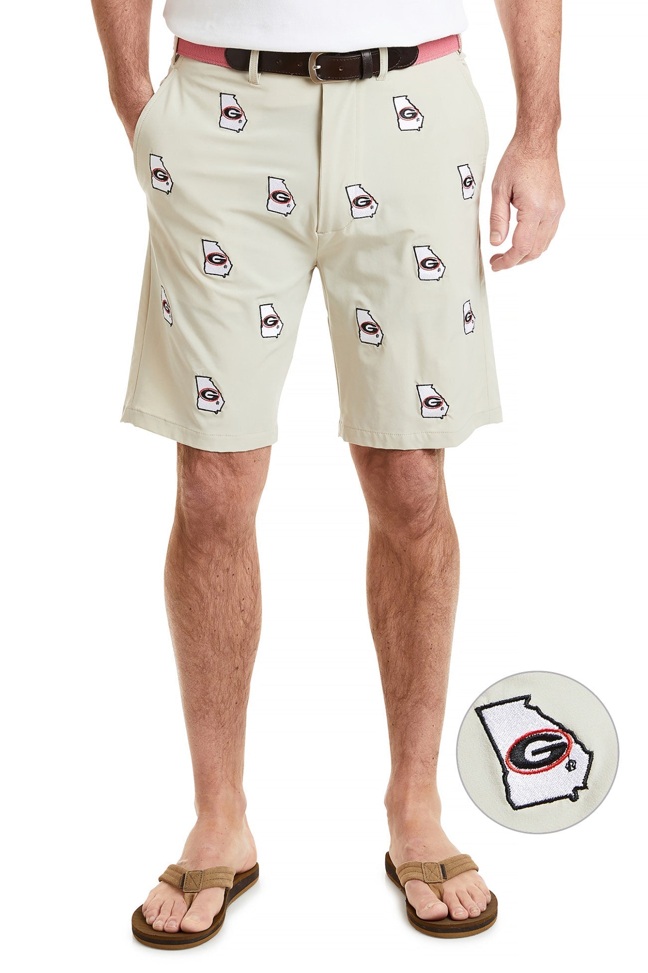 University of Georgia UGA Collegiate ACKformance Shorts in Khaki - Comfortable Athletic Shorts for Men, Perfect for Gym, Running, and Casual Wear