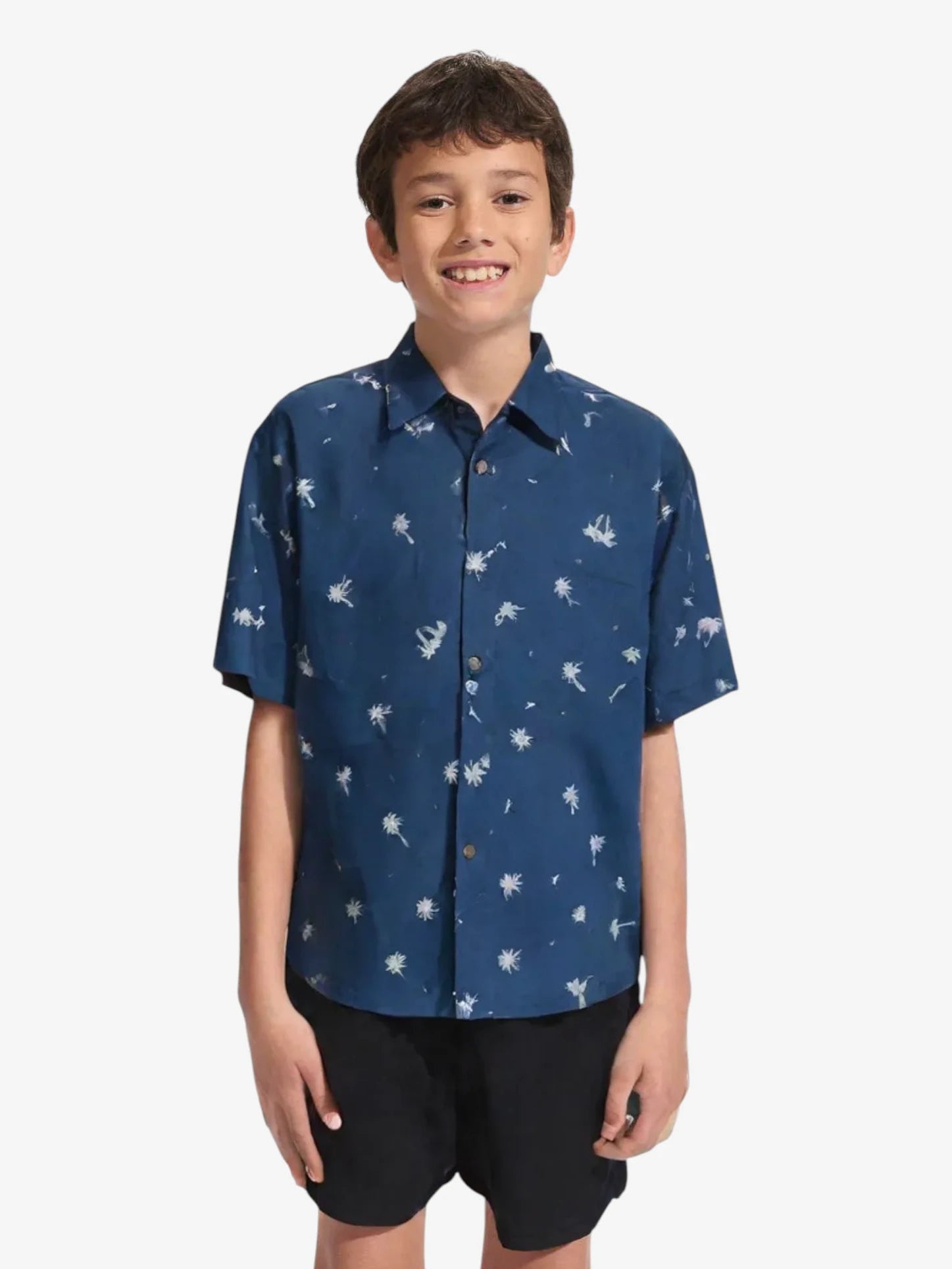 Billabong Sundays Tiny Palms Boys' Blue Shirt - Comfortable Short Sleeve Casual Tee for Kids Outdoor Play & Summer Activities