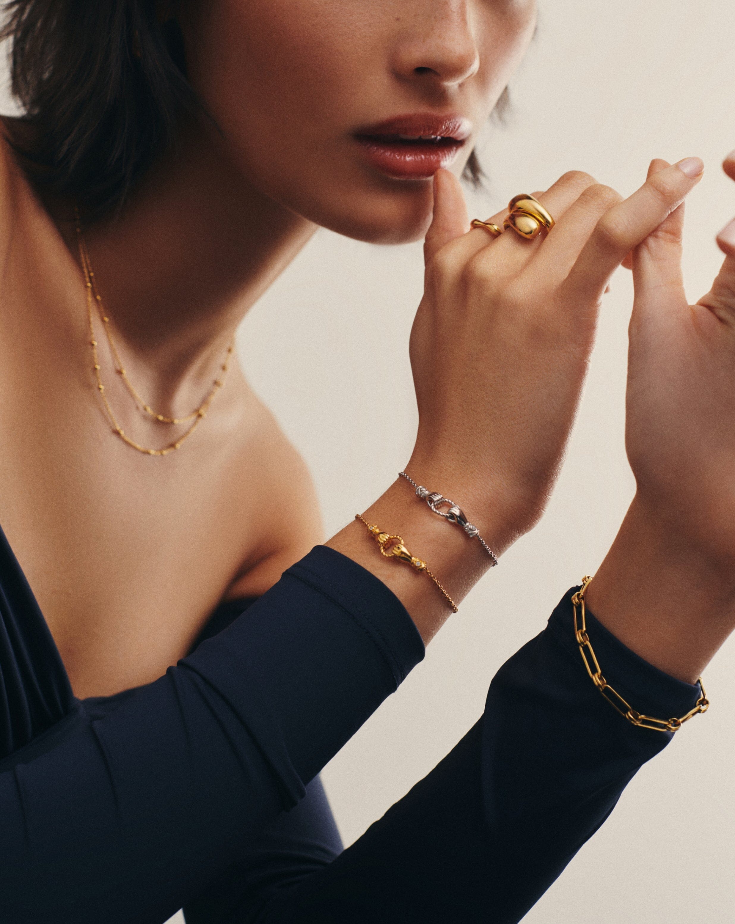 Harris Reed In Good Hands Slider Bracelet - 18k Gold Plated Cubic Zirconia & Black Onyx Adjustable Chain Bracelet for Women | Elegant Jewelry Gift for Birthday, Anniversary & Special Occasions