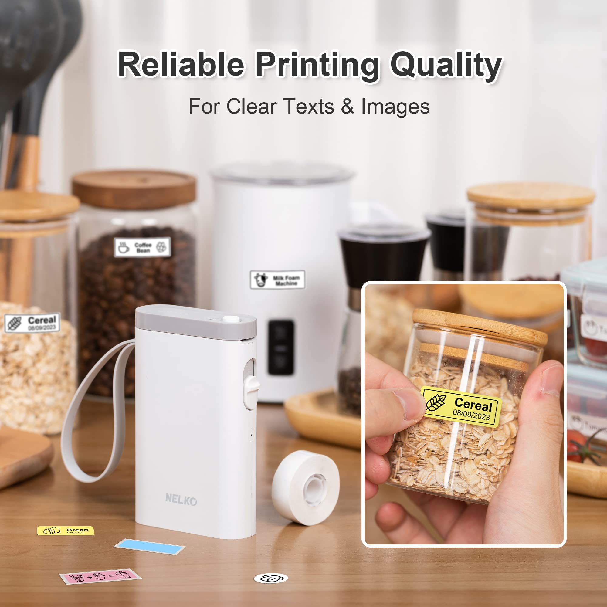 Nelko Label Maker Machine with Tape - Light Pink | Portable Handheld Label Printer for Home, Office & School Organization | Perfect for DIY, Storage & Crafting