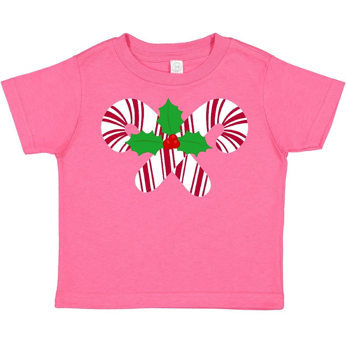 Inktastic Candy Canes and Holly Christmas Toddler T-Shirt - Cute Holiday Outfit for Boys & Girls - Perfect for Family Photos, Christmas Parties & Festive Celebrations