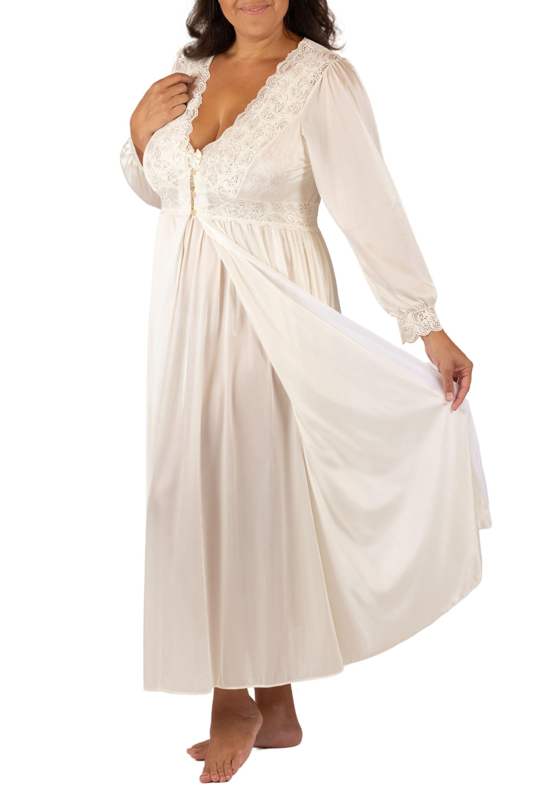 Shadowline Women's Nightgown & Robe Set - Silhouette Nylon Sleepwear for Comfortable Sleep & Lounge Wear - Perfect for Bedtime, Spa Days and Relaxing at Home