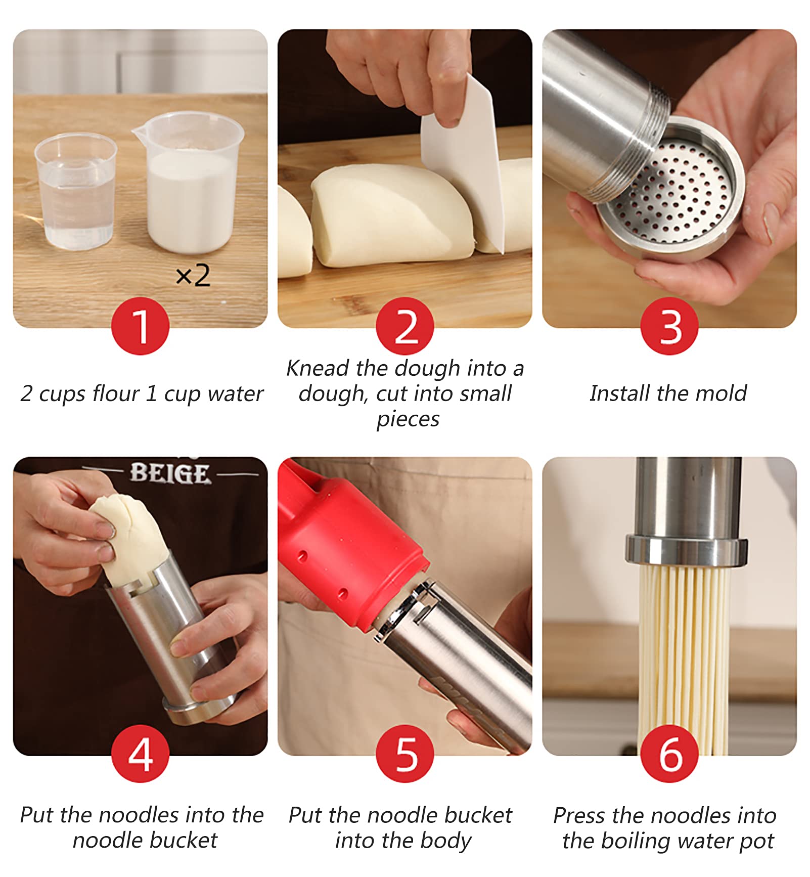 Electric Noodle Press Machine for Home Use - Handheld Pasta Maker with 4 Interchangeable Molds (Spaghetti, Fettuccine, Lasagna, Ravioli) - Perfect for Italian Cooking, Meal Prep & Homemade Pasta Lovers