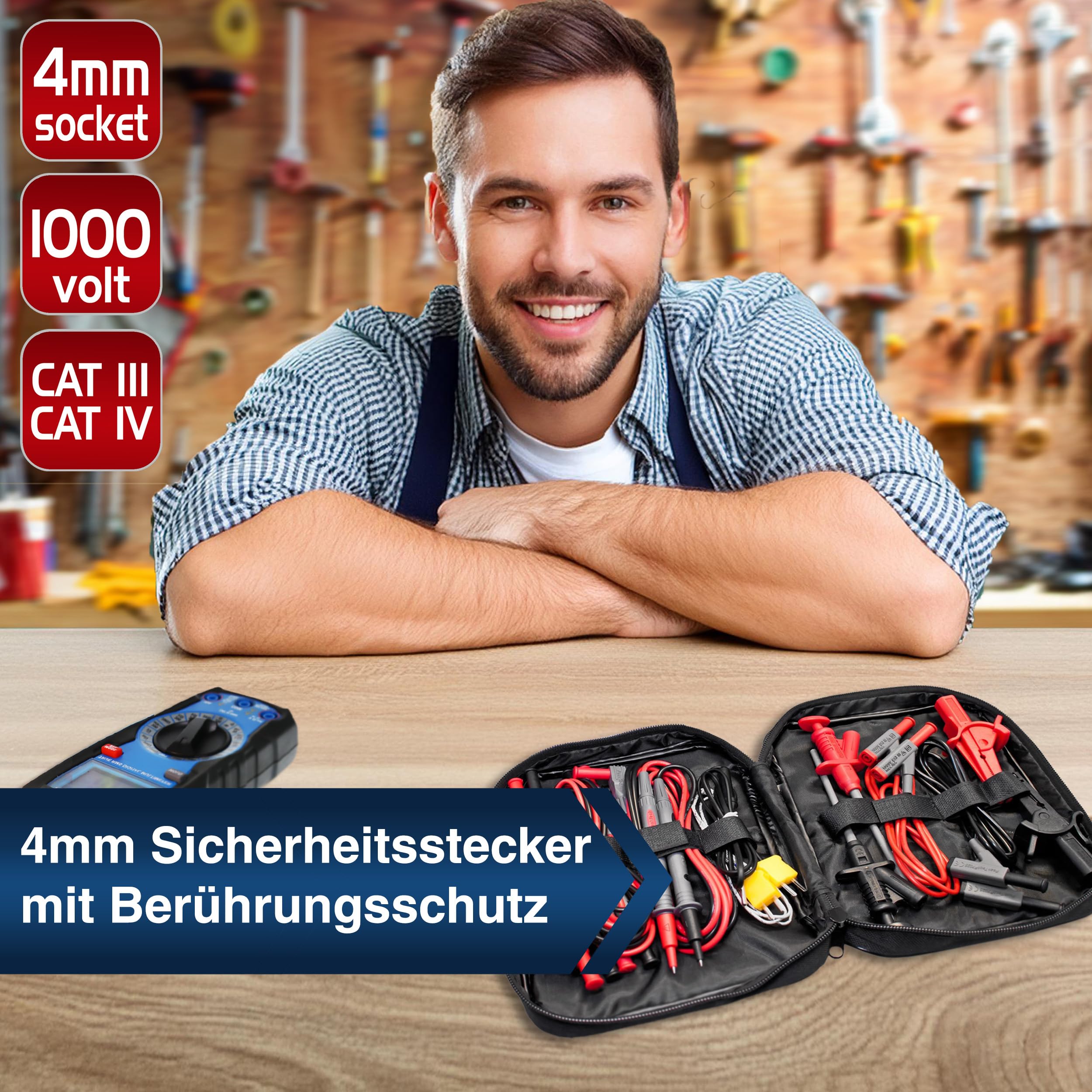 Peak Tech P 8200 Digital Multimeter Accessory Kit - Test Leads with Alligator Clips & Probes for Multimeters, Electrical Testing Wires - Perfect for Home DIY, Automotive Repair, and Electronics Troubleshooting
