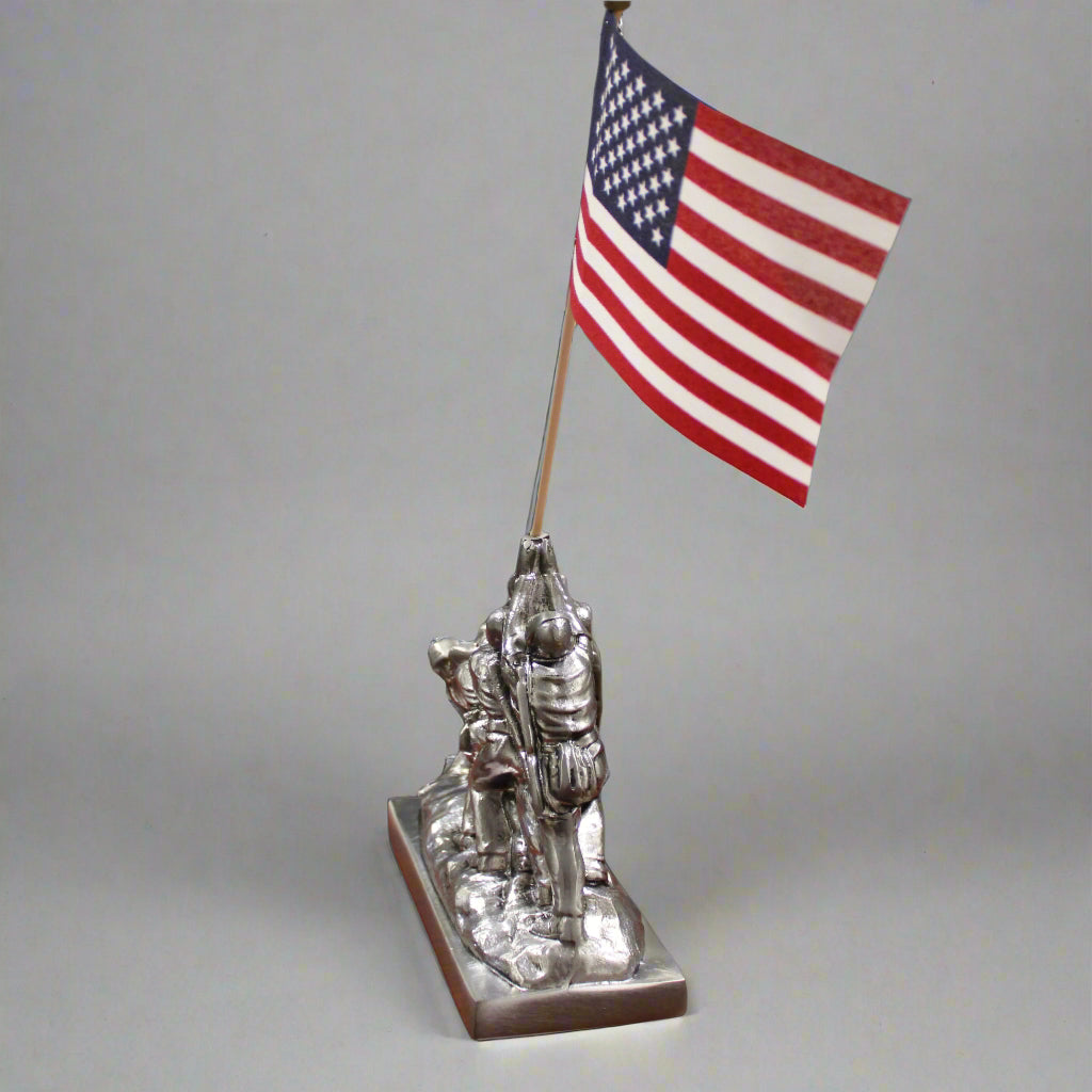 USMC Iwo Jima Flag Raising Sculpture - WWII Memorial Statue - Patriotic Military Decor for Home, Office & Veterans Day Display