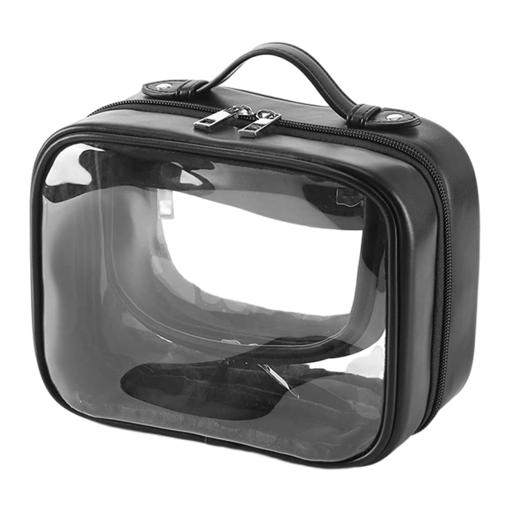 Clear Travel Toiletry Bag with Zipper - 2-Layer Waterproof Cosmetic Organizer for Makeup & Essentials