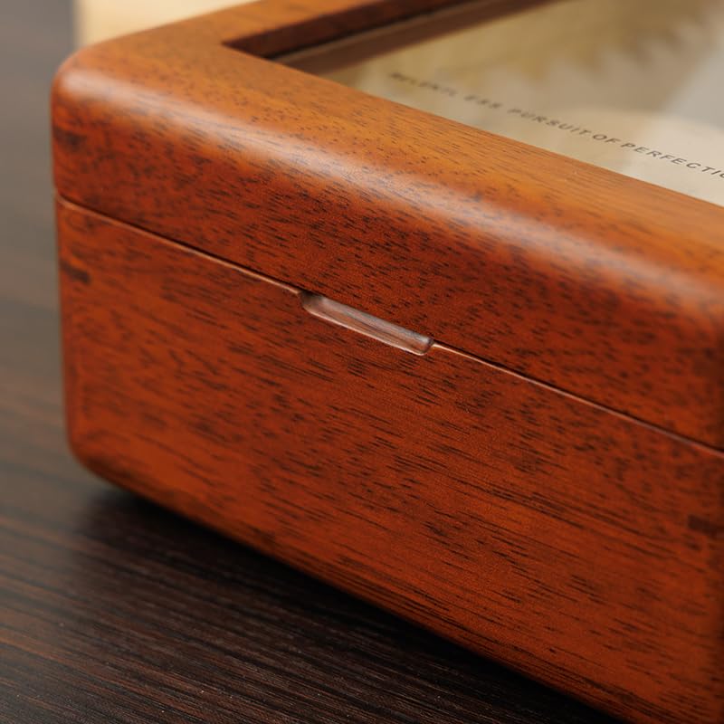 Premium 4-Slot Wooden Watch Box with Glass Lid - Luxury Watch Storage Organizer & Travel Case for Men - Perfect for Display, Gifts, and Travel Accessories