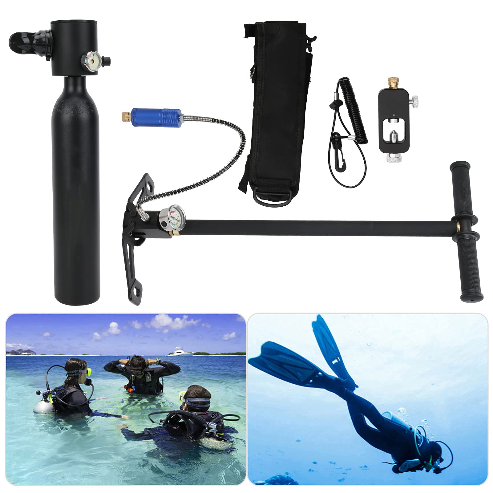 EVTSCAN 0.5L Portable Diving Oxygen Tank Set - Professional Underwater Breathing Equipment for Scuba Diving, Snorkeling & Emergency Oxygen Supply | Compact & Lightweight Dive Gear for Beginners & Professionals