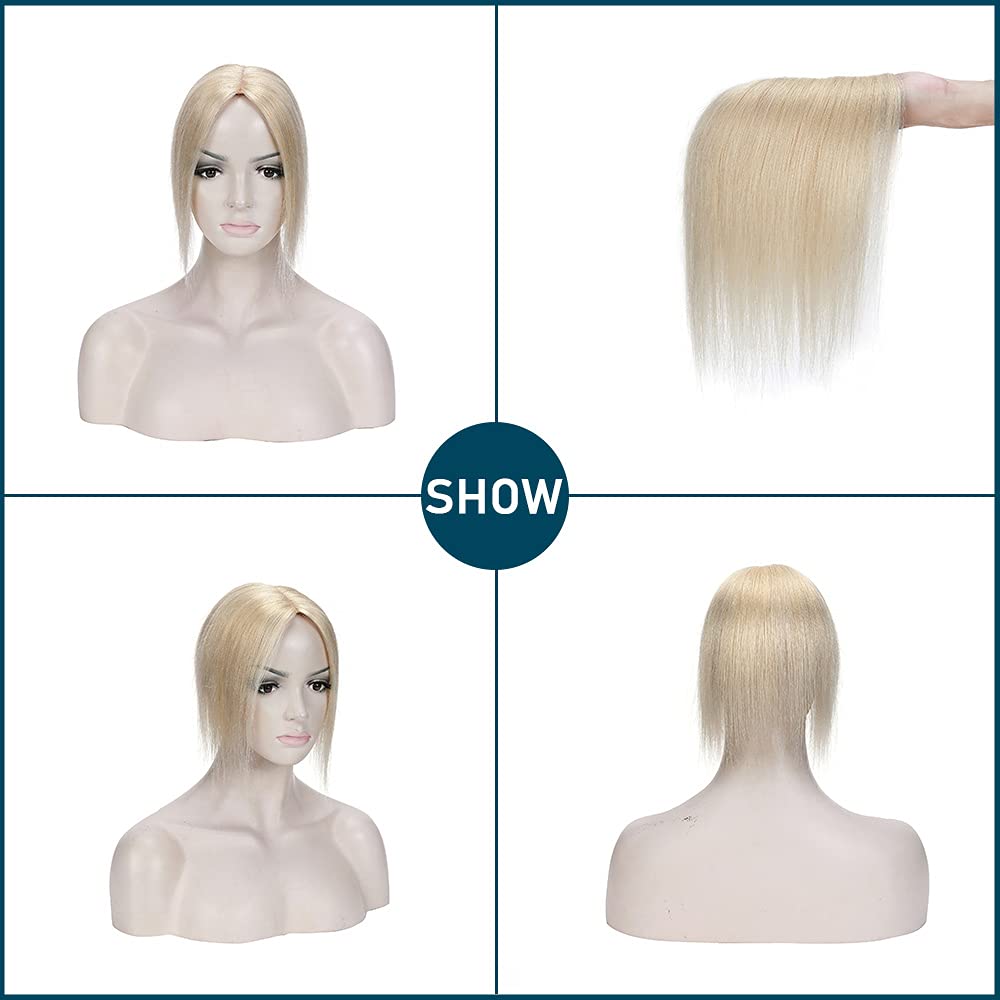 SEGO 100% Real Human Hair Toppers for Women - No Bangs Clip-in Hairpiece for Thinning Hair, 150% Density Silk Base with 3 Clips | Covers Hair Loss & Gray Hair | Perfect for Daily Wear, Special Occasions & Styling