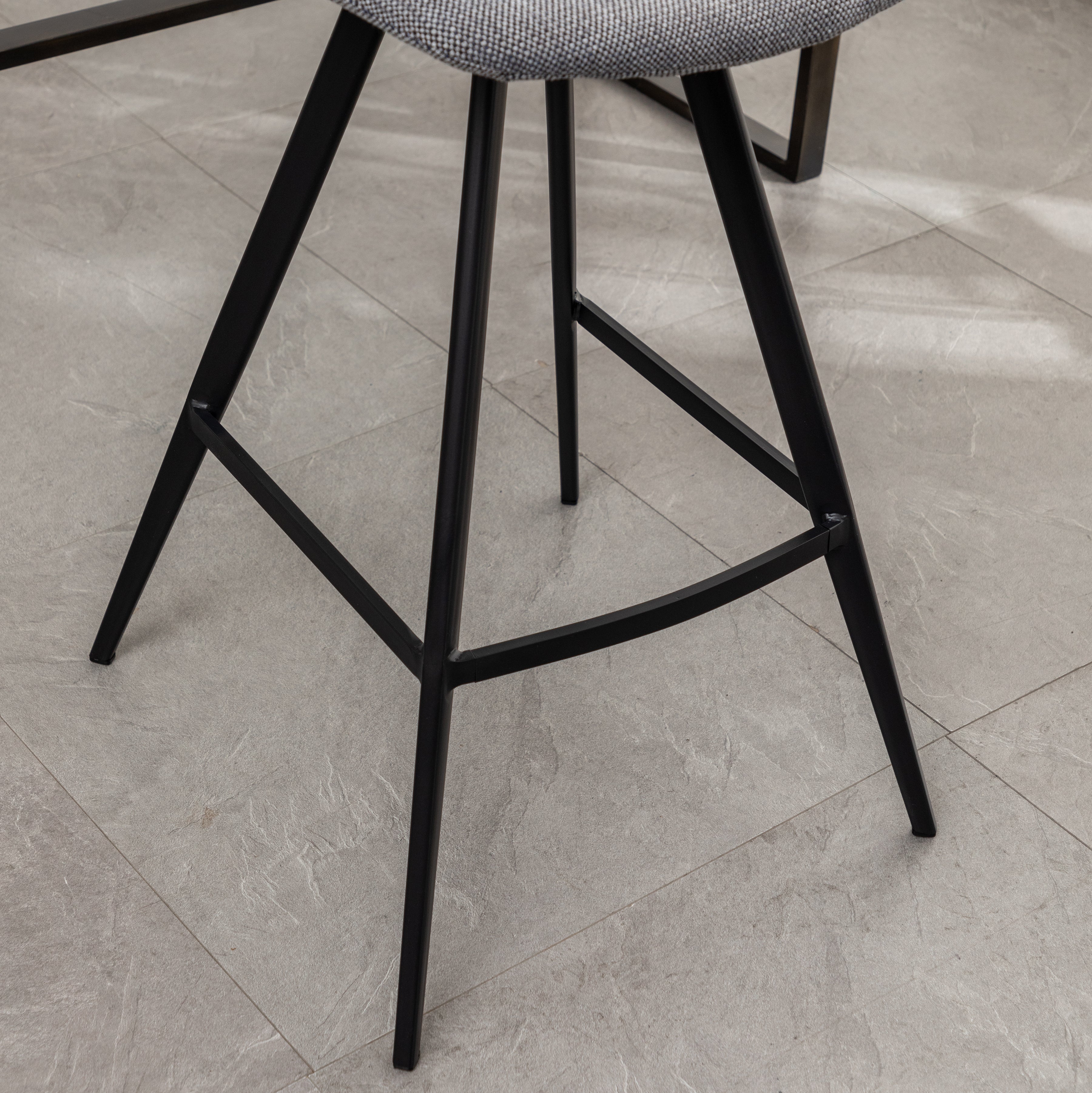 Roundhill Furniture Porth Fabric Kitchen Barstools Set of 2 - 28.25 Inch Height, Gray Upholstered Counter Stools for Kitchen Island, Breakfast Nook & Home Bar Seating