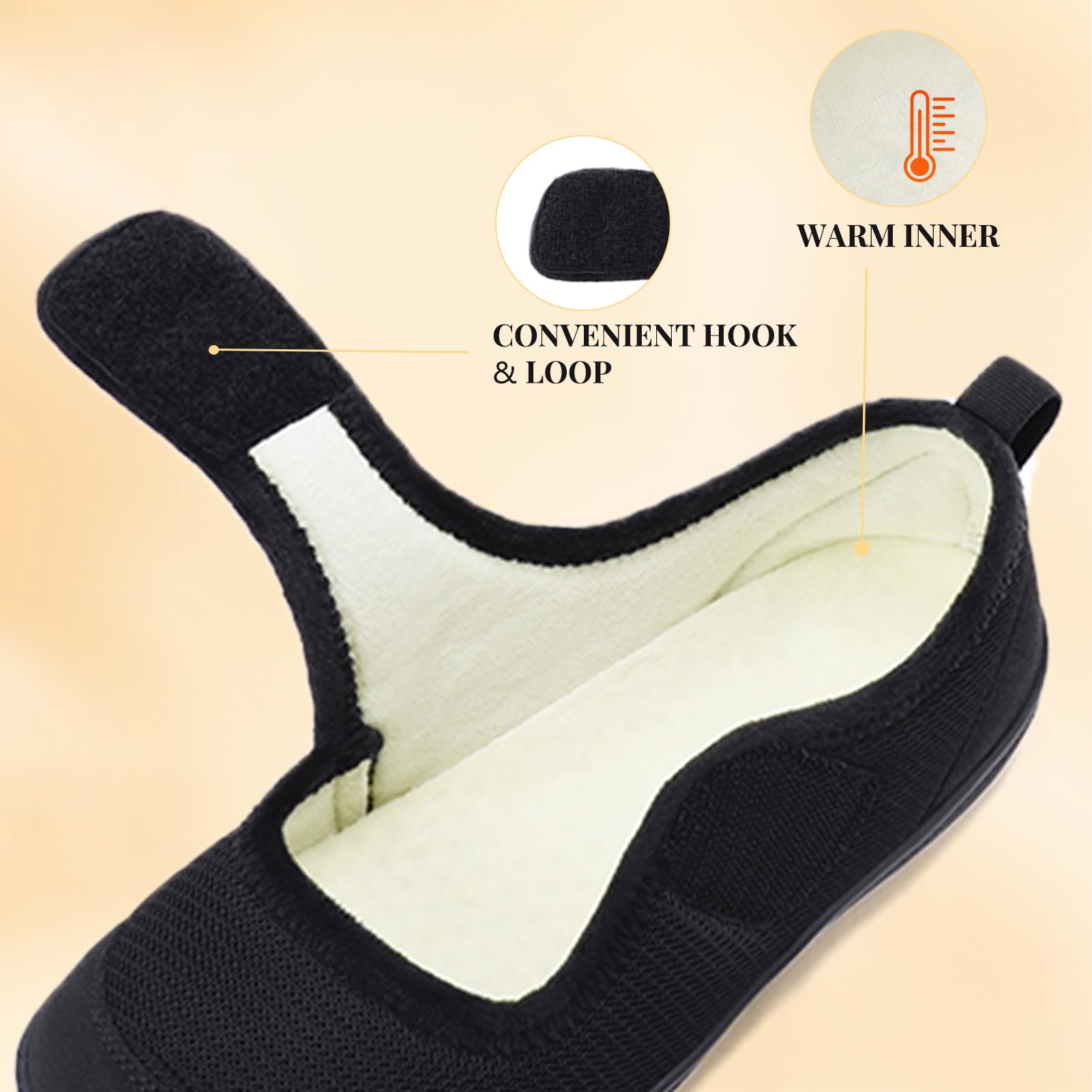 Rihero Women's Wide Width Diabetic Slippers - Adjustable Edema House Shoes for Barefoot Walking | Indoor & Outdoor Comfort | Perfect for Elderly, Pregnancy & Swollen Feet Relief