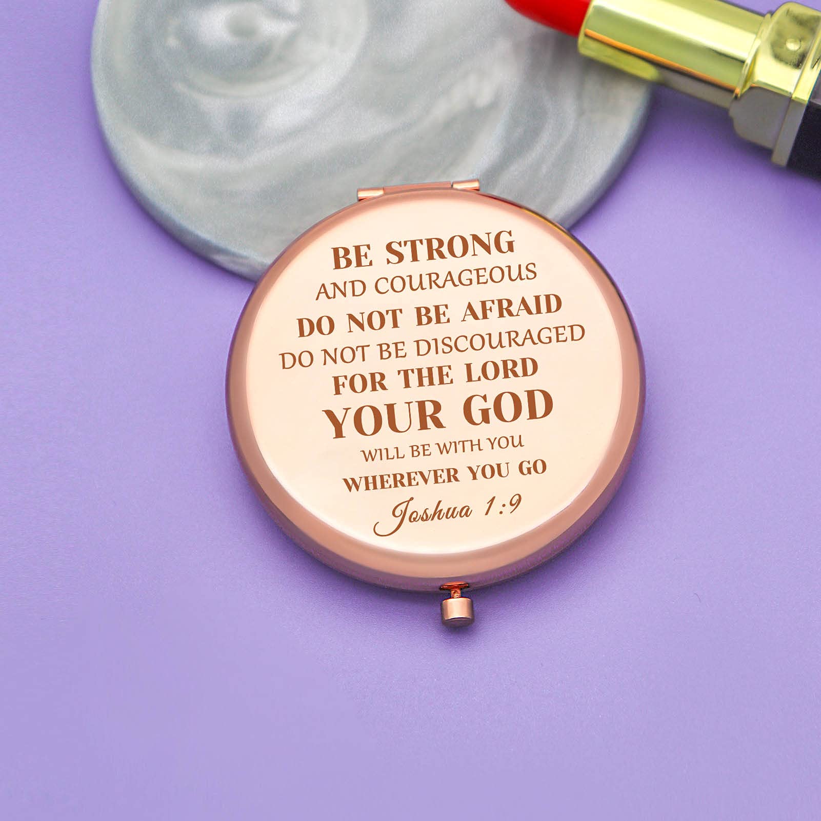 Religious Inspirational Gifts for Women - Christian Bible Verse Pocket Mirror with Case, Baptism Goddaughter Gift for Graduation, Christmas & Birthday (Compact Makeup Mirror for Daily Use & Travel)