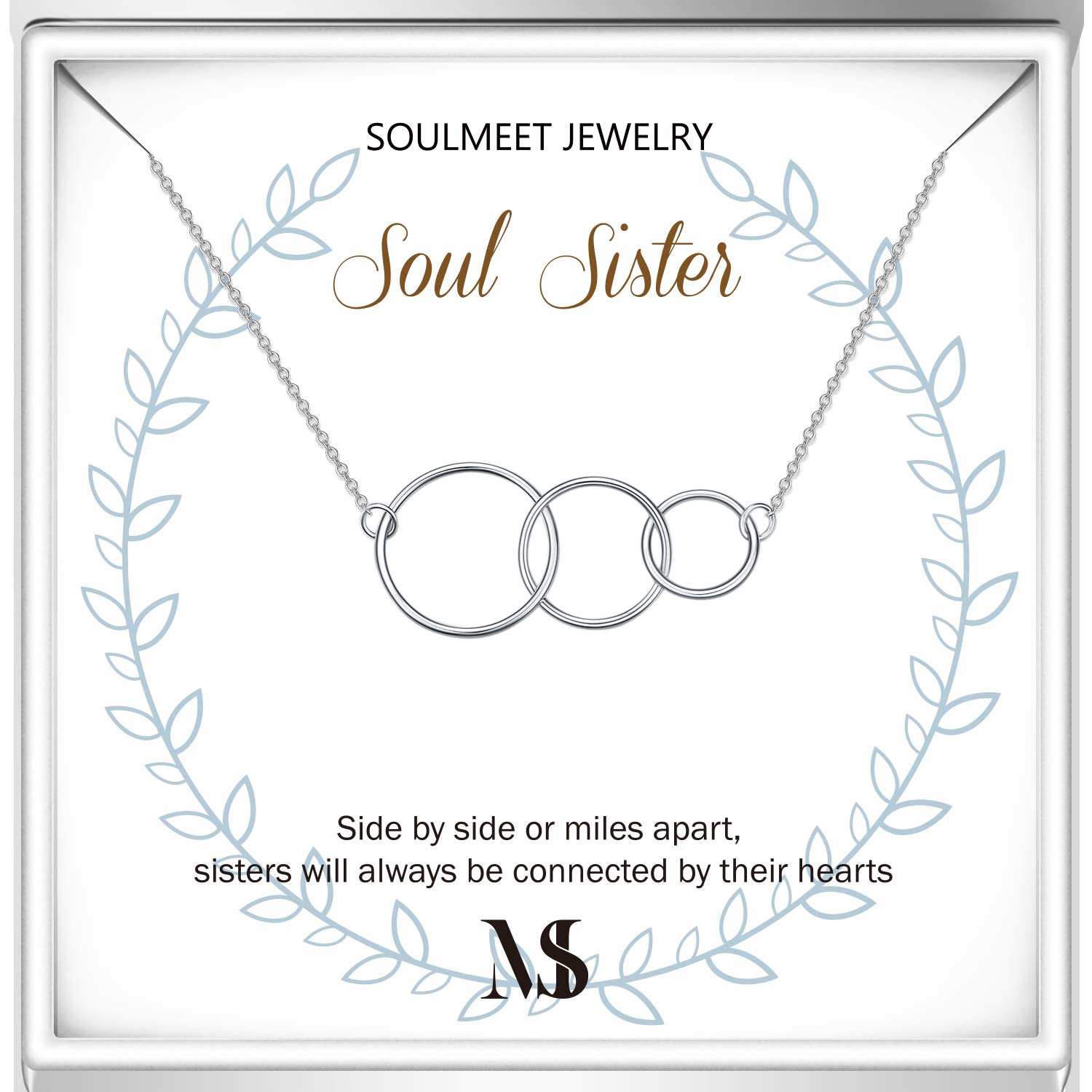 SOULMEET Sterling Silver Sisters Forever Necklace - Meaningful Jewelry Gift for Sister, Best Friend & Loved Ones | Christmas, Birthday, Anniversary Present | Perfect for Family Reunions, Graduation & Special Occasions