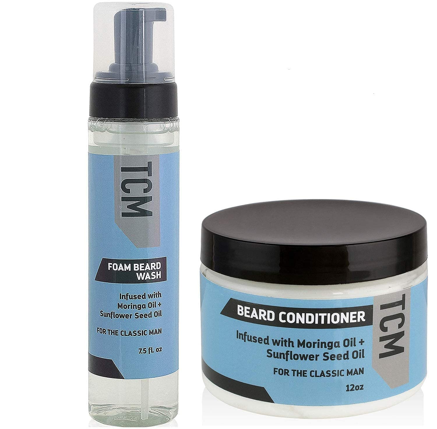 TCM Beard Wash & Conditioner Set - 7.5oz Wash & 12oz Conditioner for Men's Grooming