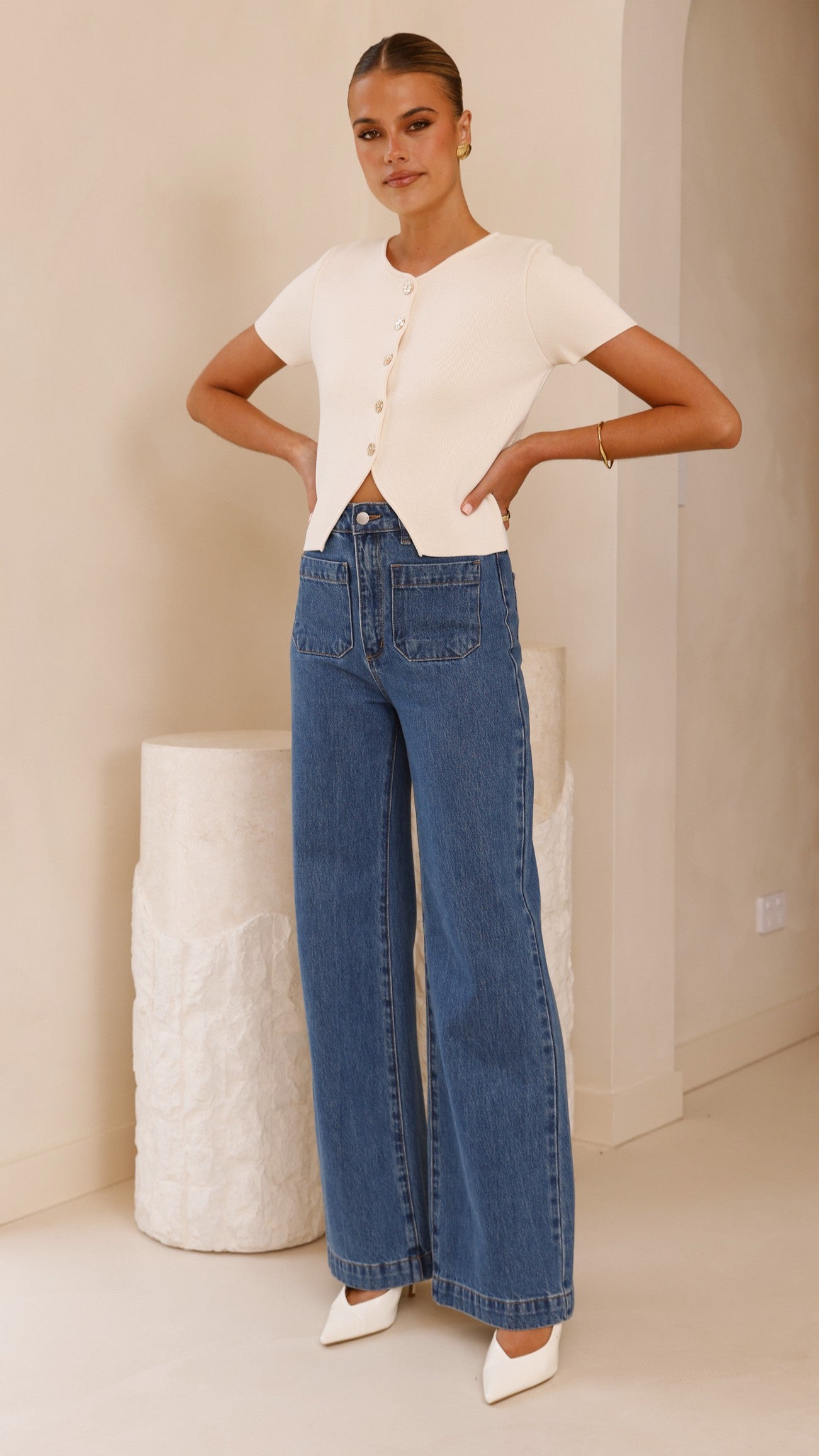 Calile Women's Cream Top - Soft & Comfortable Blouse for Casual Wear, Office & Date Night Outfits