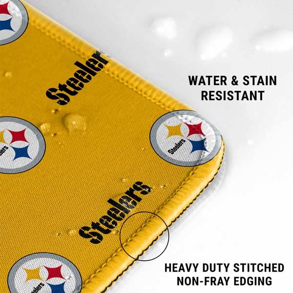 Skinit Medium Gaming Mouse Pad - Officially Licensed NFL Pittsburgh Steelers Blitz Series Design | Stitched Edges, Waterproof, Non-Slip Rubber Base | Perfect Desk Mat for Keyboard & Mouse | Ideal for Gaming, Office Work & Home Computer Setup