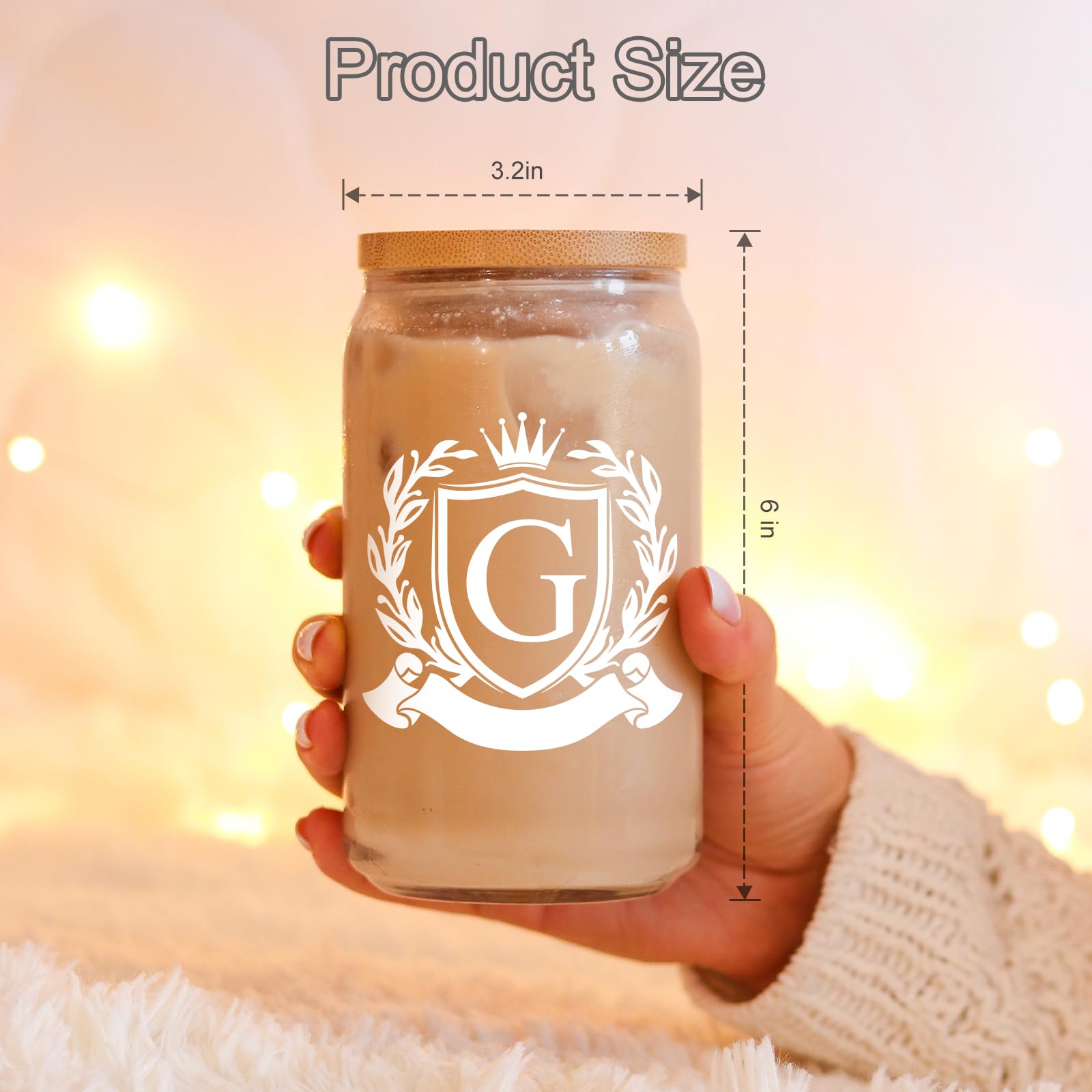 Personalized Monogrammed Beer Can Glass Cup with Lid - Custom Iced Coffee & Beer Tumbler for Men, Women, Dad, Groomsmen - Unique Christmas & Birthday Gift for Beer Lovers, Him, Brother - Perfect for Parties, BBQ, Home Bar & Office Use