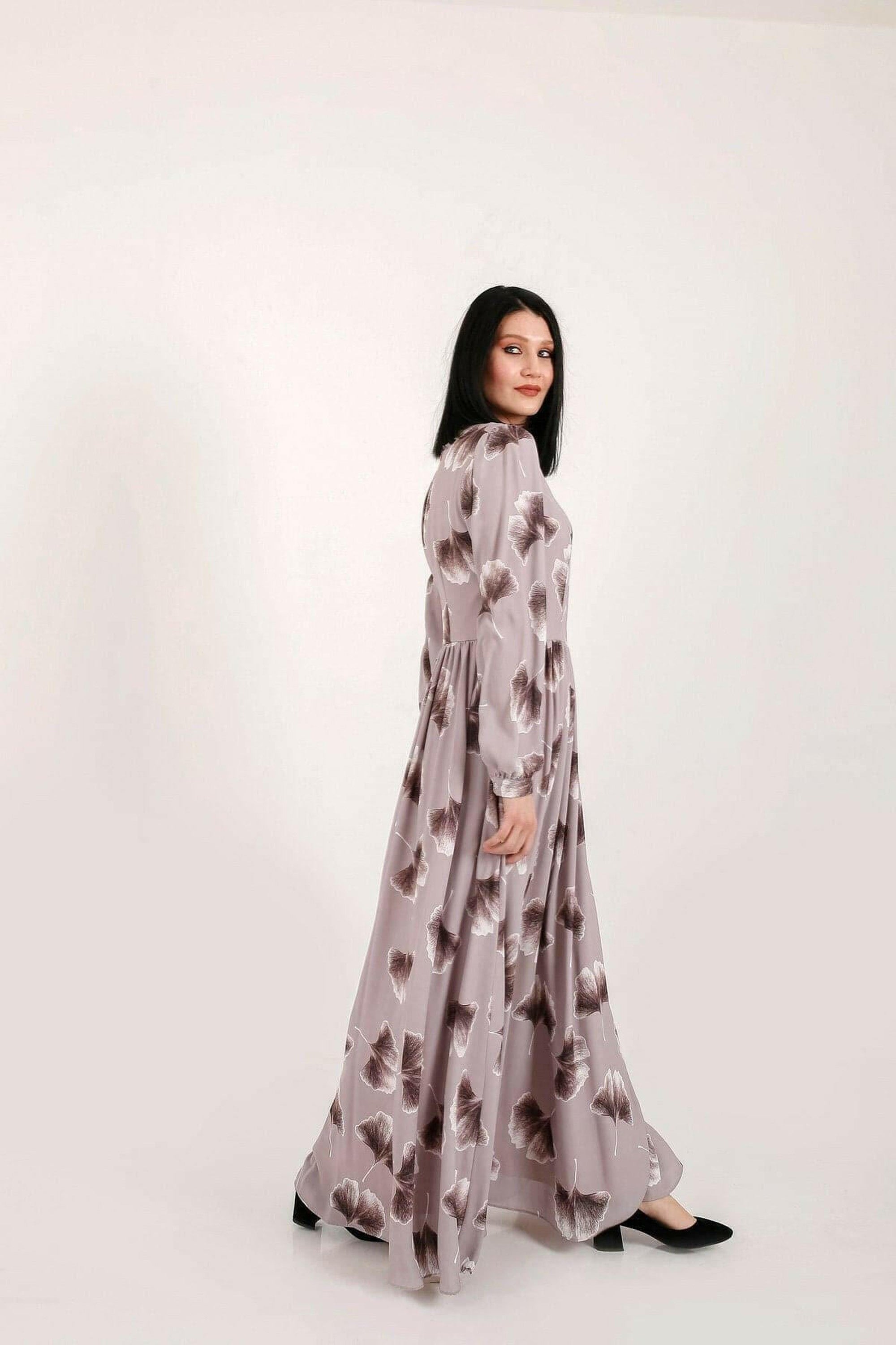 Tammy Long Sleeve Maxi Dress for Women - Elegant Flowy Summer & Fall Dress for Beach, Wedding & Party Occasions