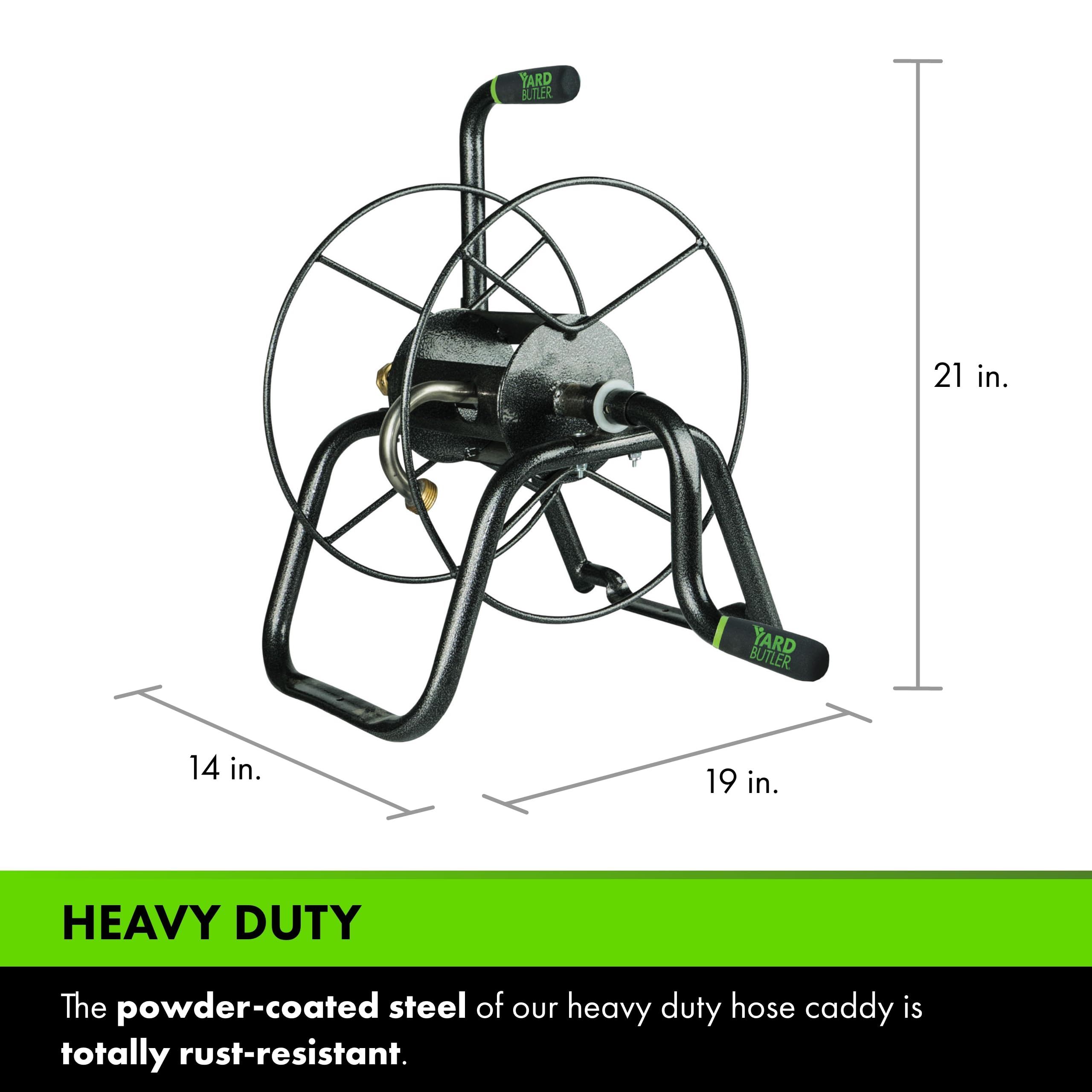 Yard Butler Handy Reel Silver Vein - Compact Portable Garden Hose Reel with Wall Mount | Easy-to-Use Watering Solution for Lawn, Flowers & Plants | Perfect for Backyard, Garden & Outdoor Watering Tasks