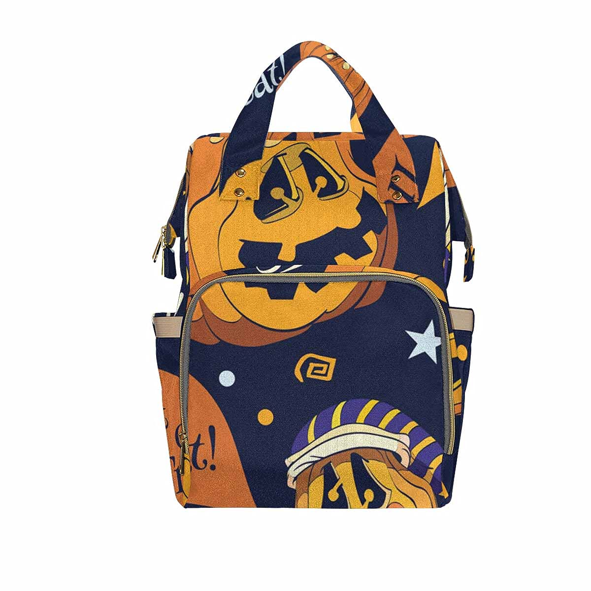 InterestPrint Large Unisex Diaper Bag - Multifunctional Travel Backpack for Parents, Pumpkin Halloween Design - Perfect for Baby Essentials, Daycare, Hospital Visits & Family Outings