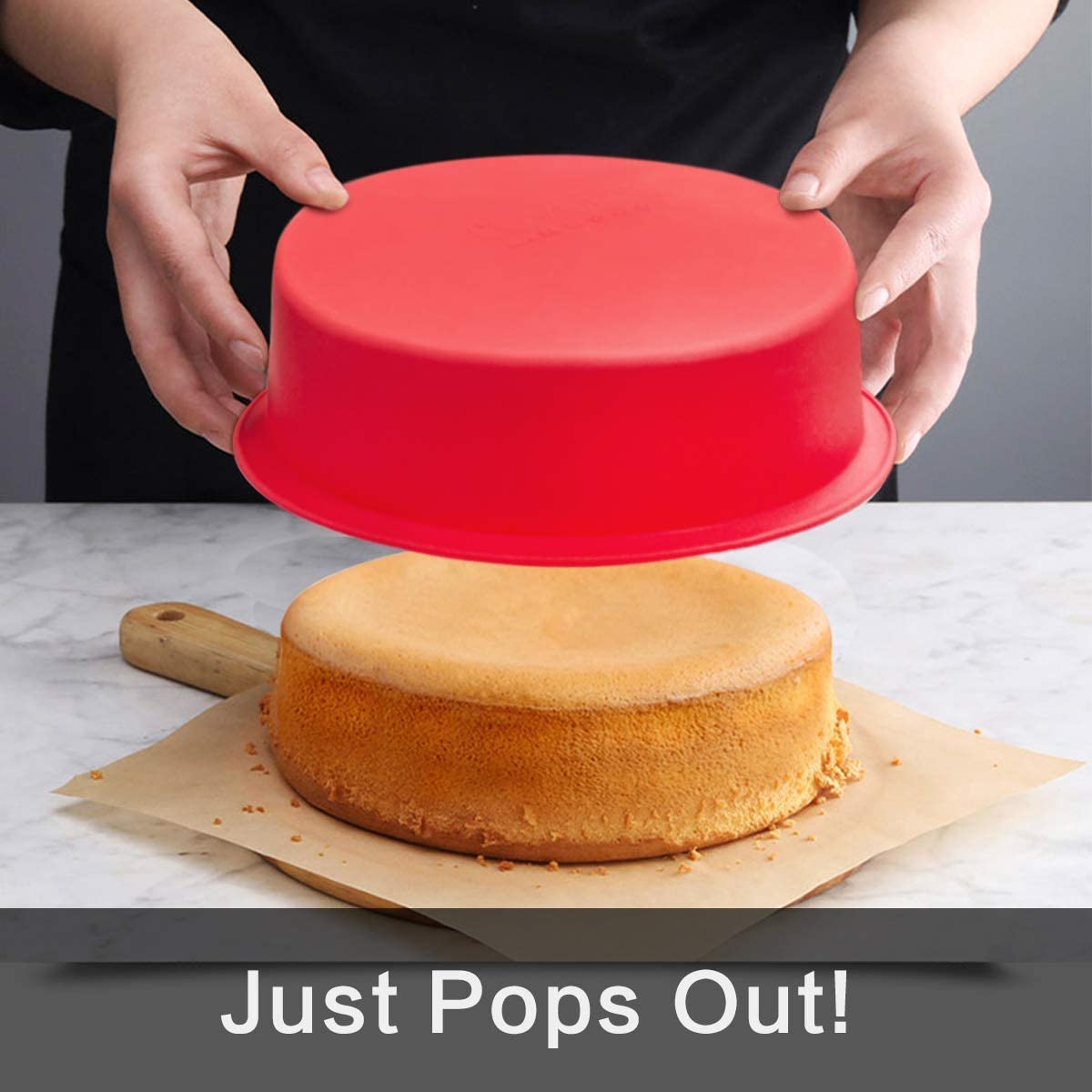 Non-Stick Silicone Cake Pan Set of 2 - 8 Inch Round Baking Molds (20cm) for Layer Cakes, Cheesecakes & Desserts - Perfect for Home Baking, Party Treats & Holiday Cooking