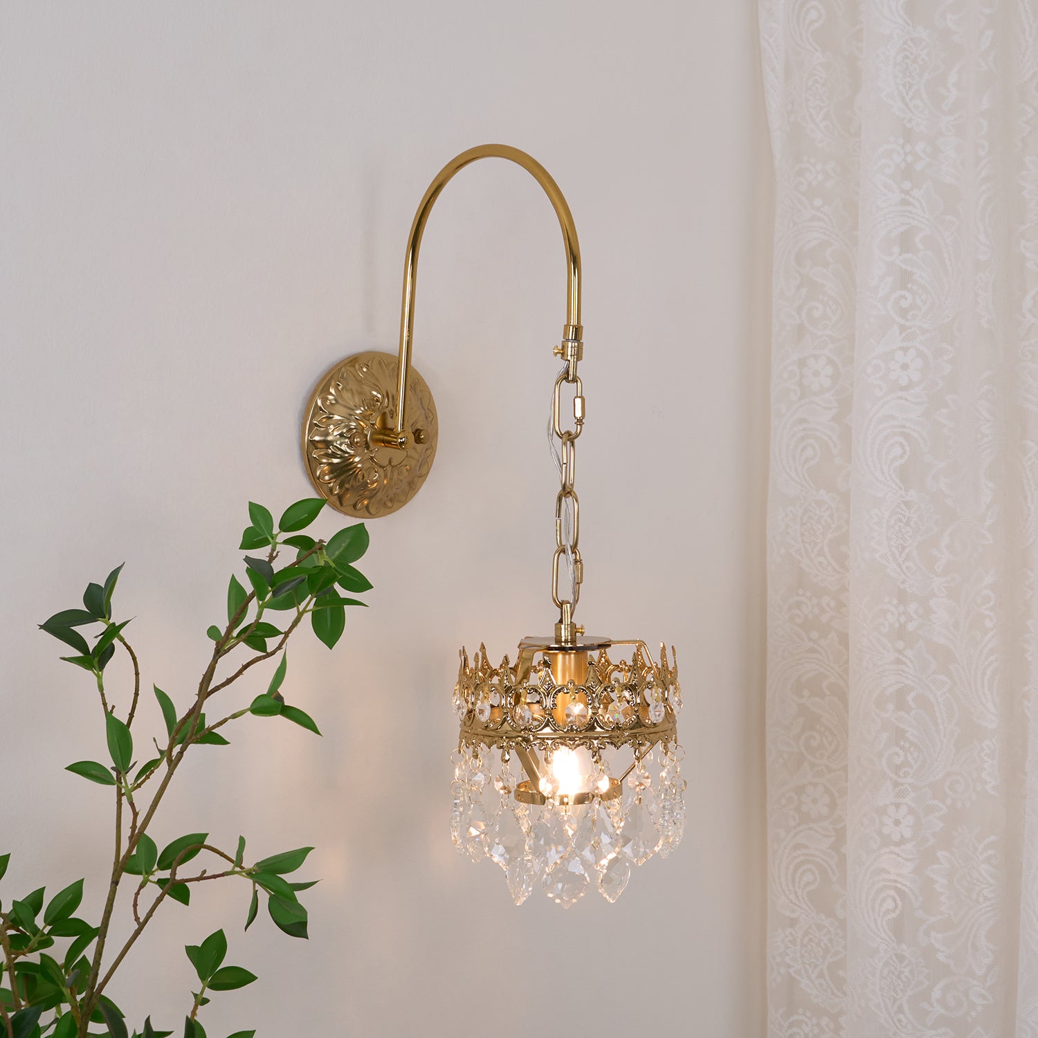 Crystal Crown Sconce Wall Light - Elegant Glass Wall Sconce for Living Room, Bedroom, and Hallway Decor - Perfect for Home Lighting and Interior Design